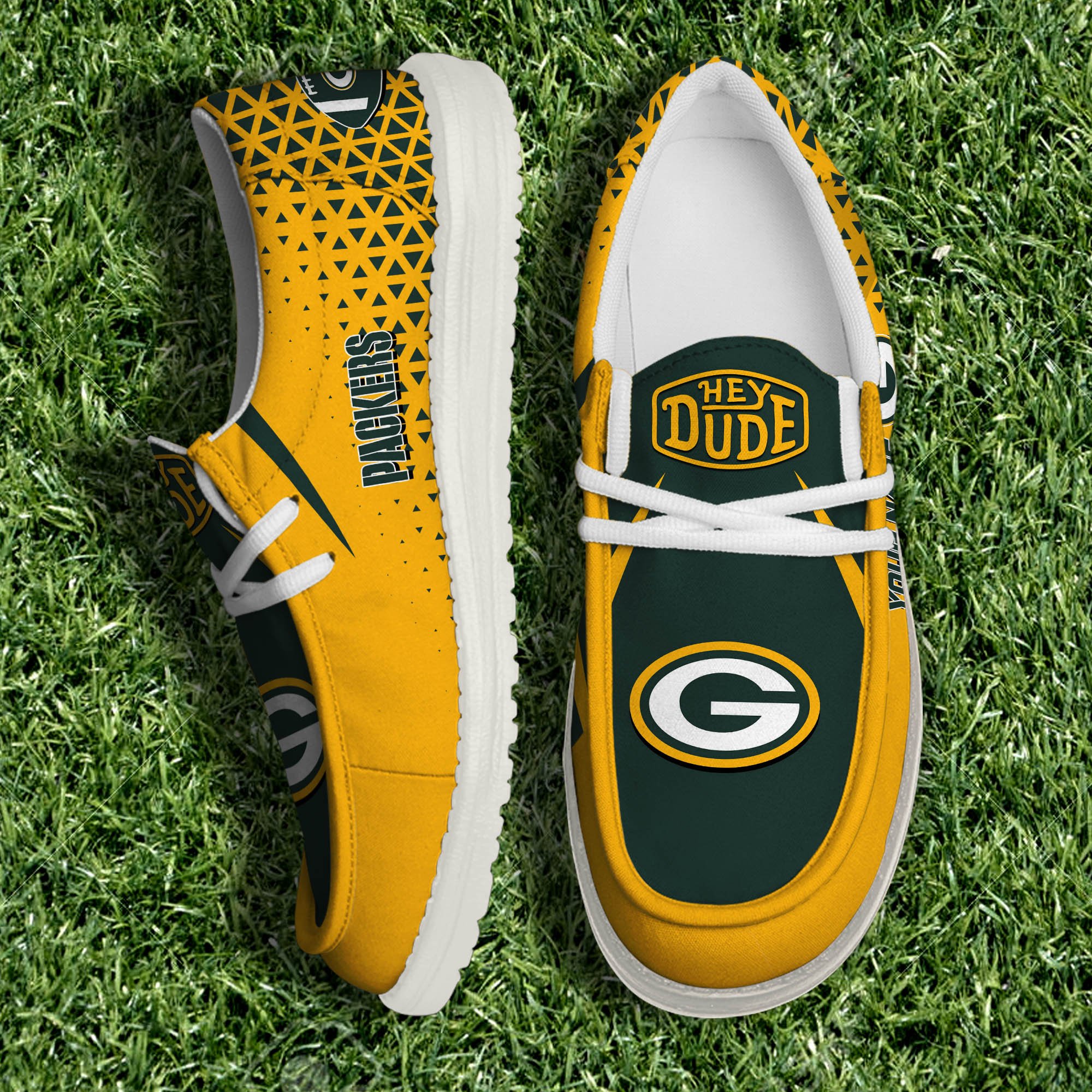 Green Bay Packers White Canvas Loafer Shoes 2024 Version Personalized Your Name, Sport Shoes For Fan, Sport Gifts ETHY-61033