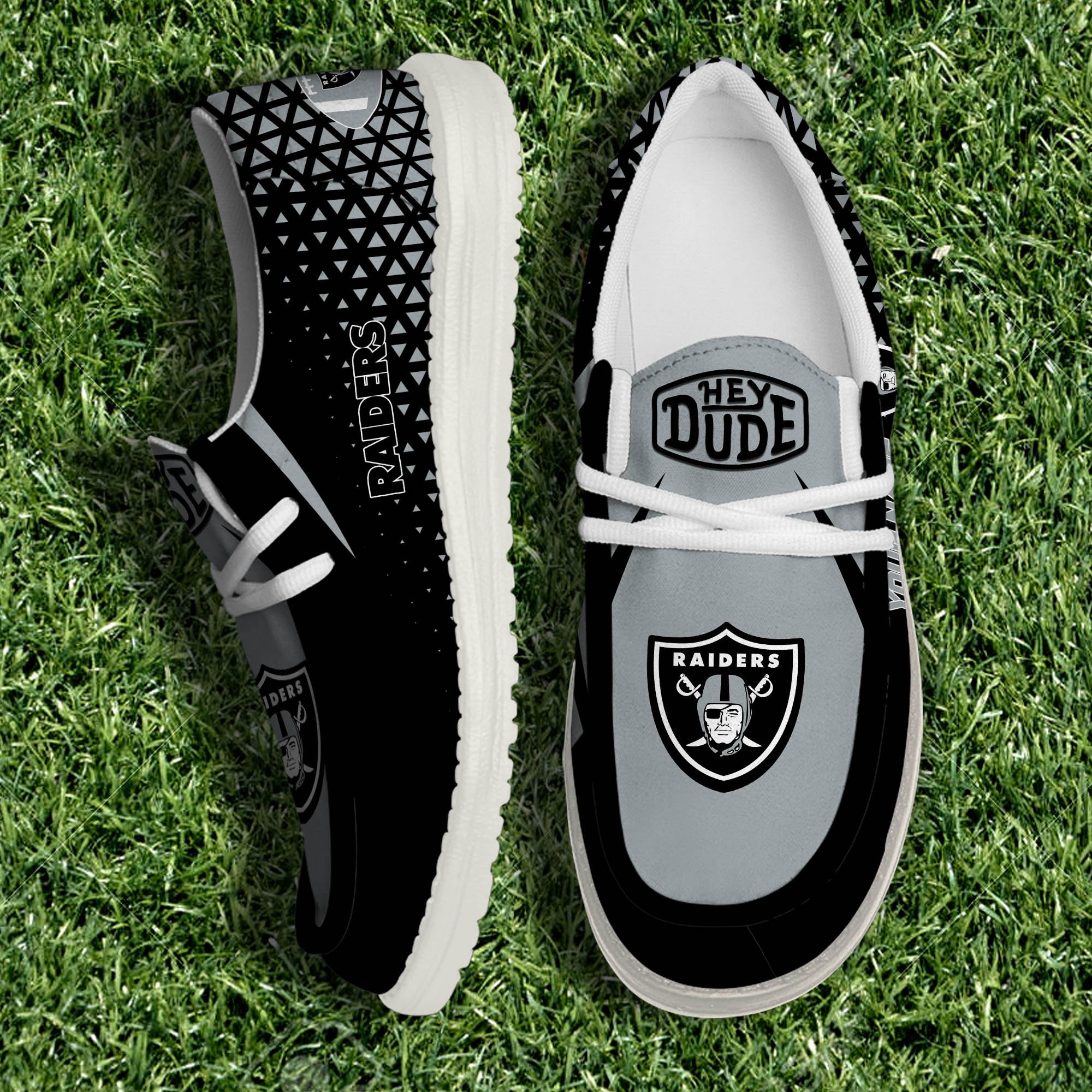 Las Vegas Raiders White Canvas Loafer Shoes 2024 Version Personalized Your Name, Sport Shoes For Fan, Sport Gifts ETHY-61033