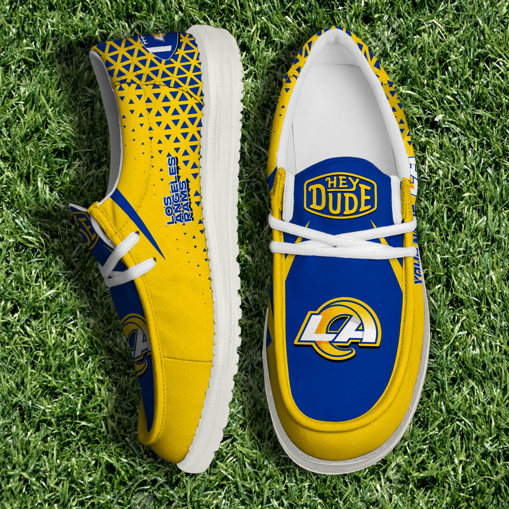 Los Angeles Rams White Canvas Loafer Shoes 2024 Version Personalized Your Name, Sport Shoes For Fan, Sport Gifts ETHY-61033