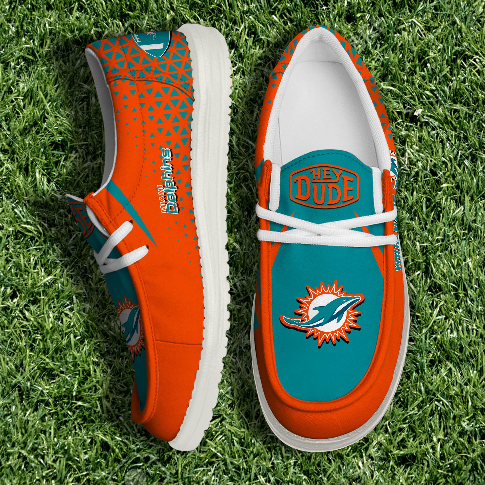 Miami Dolphins White Canvas Loafer Shoes 2024 Version Personalized Your Name, Sport Shoes For Fan, Sport Gifts ETHY-61033