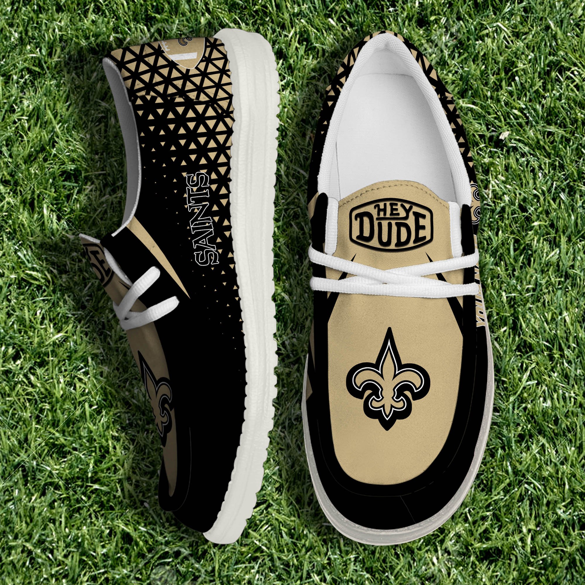 New Orleans Saints White Canvas Loafer Shoes 2024 Version Personalized Your Name, Sport Shoes For Fan, Sport Gifts ETHY-61033