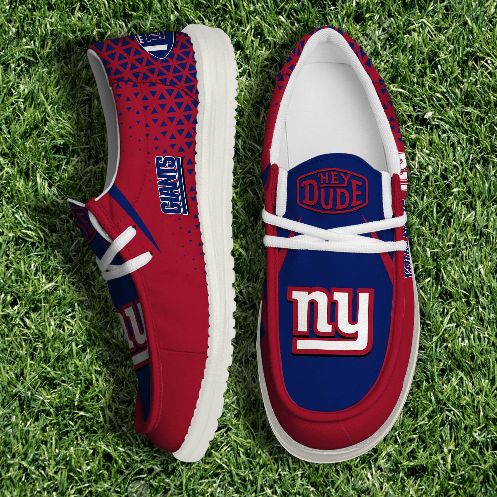 New York Giants White Canvas Loafer Shoes 2024 Version Personalized Your Name, Sport Shoes For Fan, Sport Gifts ETHY-61033