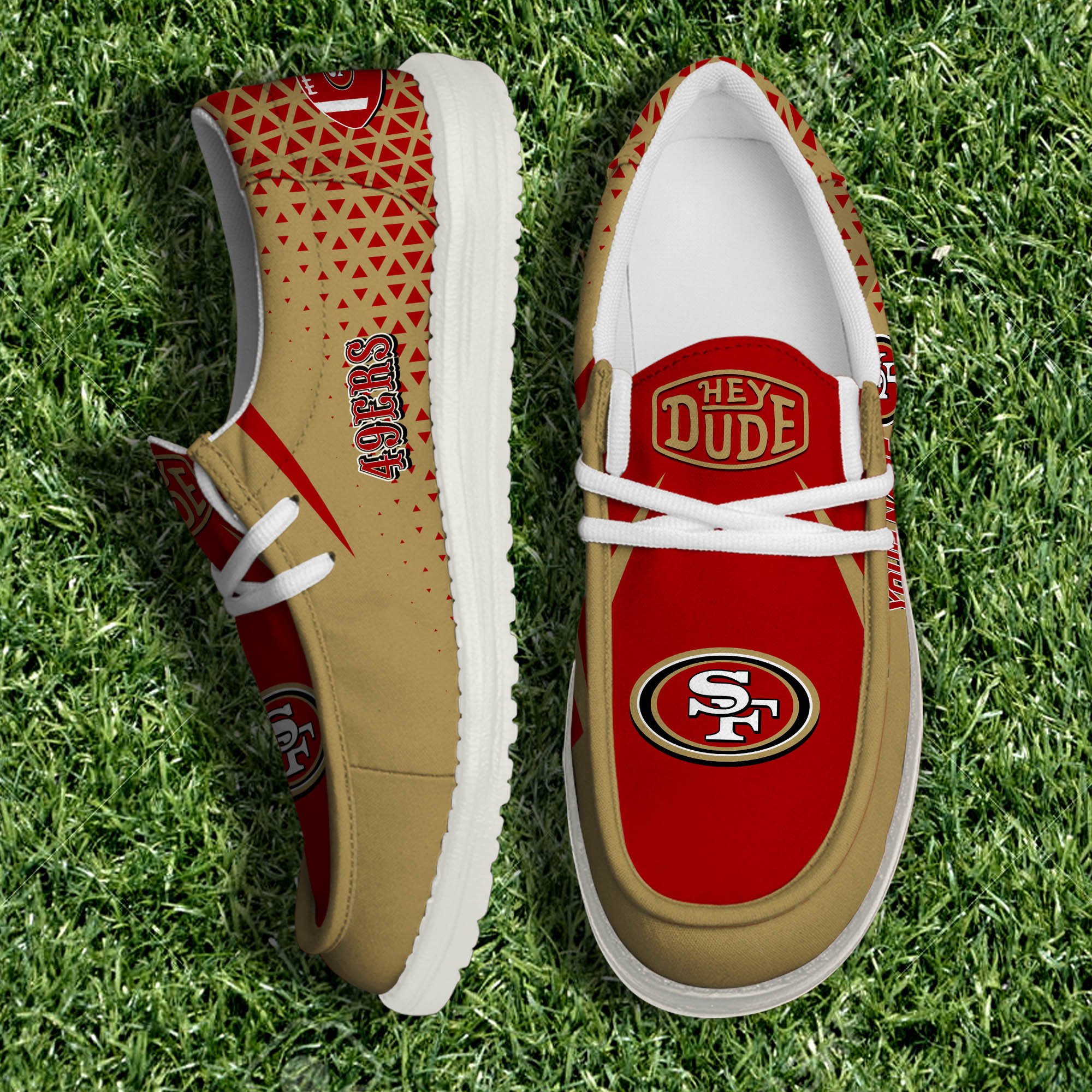 San Francisco 49ers White Canvas Loafer Shoes 2024 Version Personalized Your Name, Sport Shoes For Fan, Sport Gifts ETHY-61033