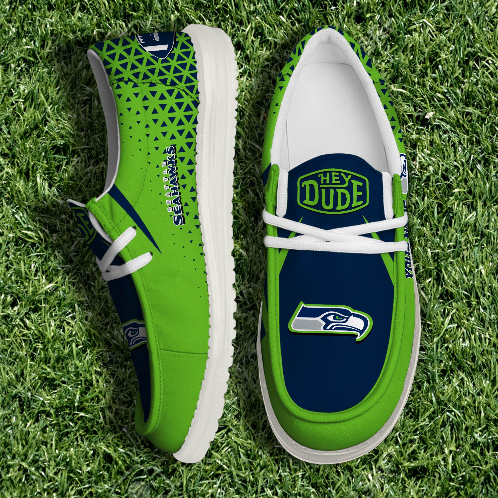 Seattle Seahawks White Canvas Loafer Shoes 2024 Version Personalized Your Name, Sport Shoes For Fan, Sport Gifts ETHY-61033