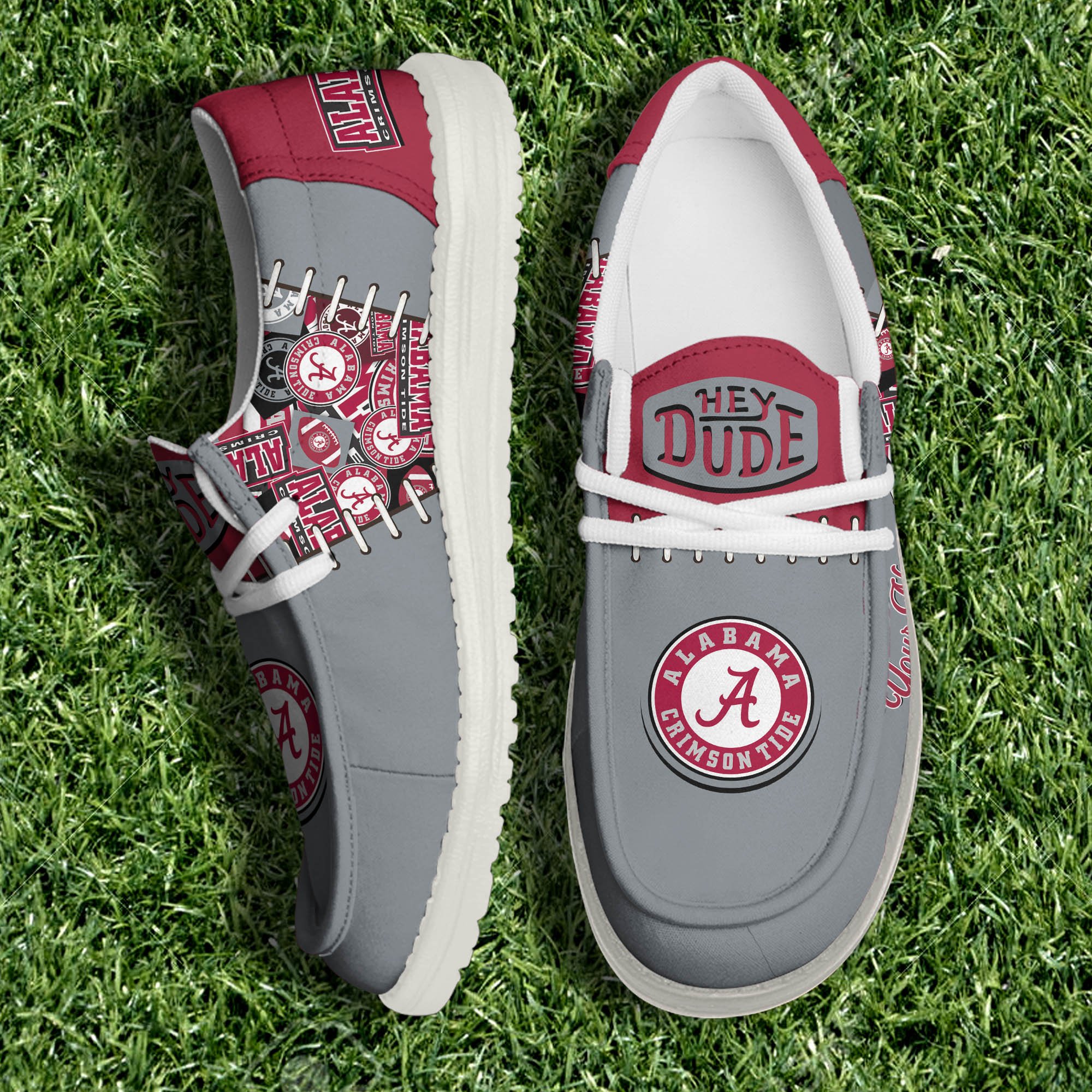 Alabama Crimson Tide White Canvas Loafer Shoes 2024 Version Personalized Your Name, Shoes For Sport Lovers, Sport Gifts ETHY-61057