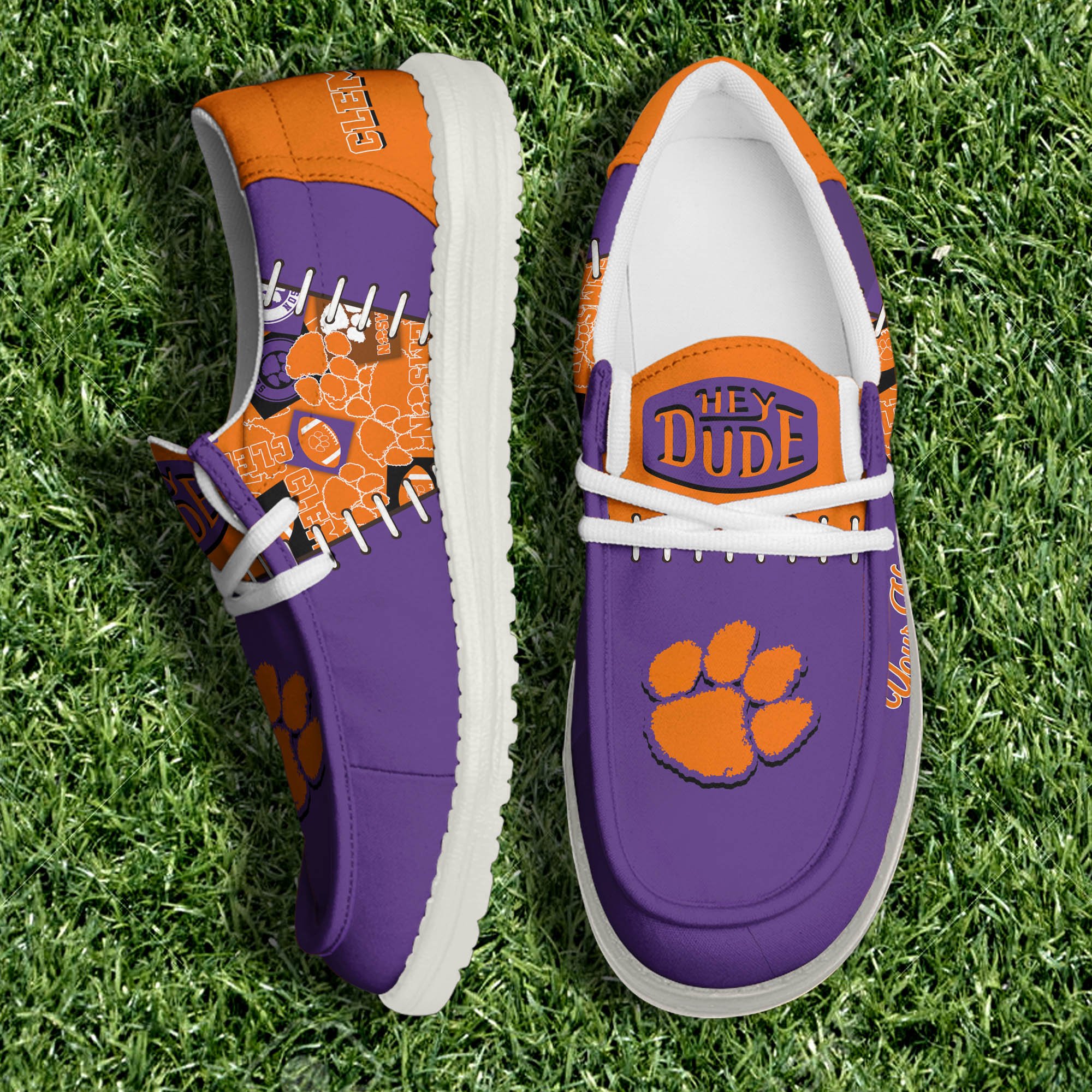 Clemson Tigers White Canvas Loafer Shoes 2024 Version Personalized Your Name, Shoes For Sport Lovers, Sport Gifts ETHY-61057