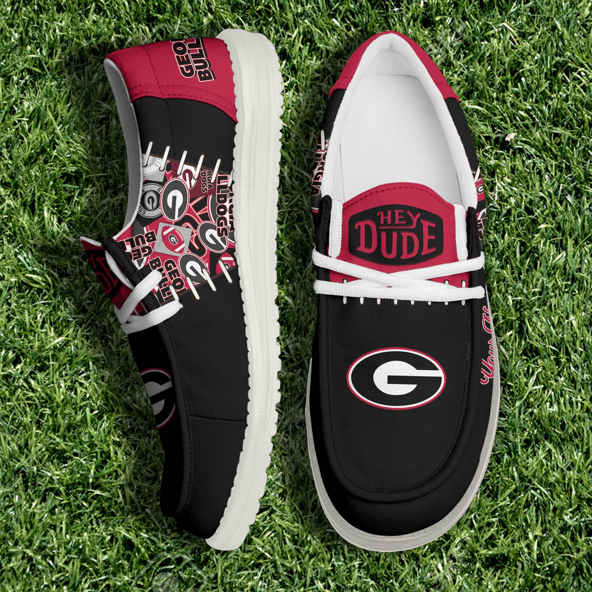 Georgia Bulldogs White Canvas Loafer Shoes 2024 Version Personalized Your Name, Shoes For Sport Lovers, Sport Gifts ETHY-61057