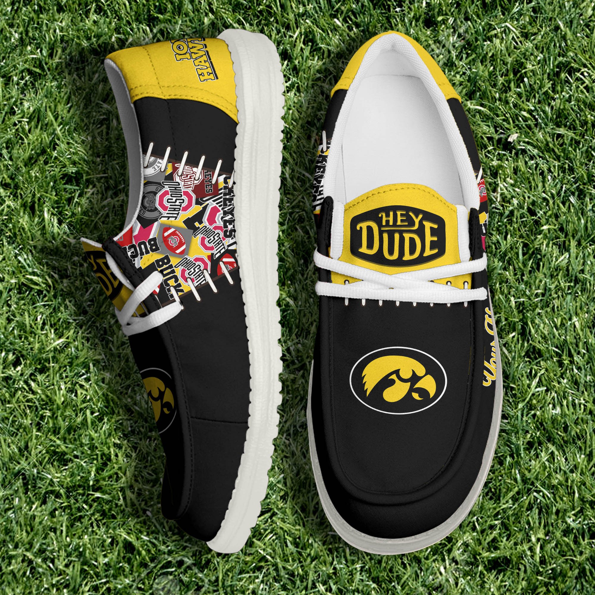 Iowa Hawkeyes White Canvas Loafer Shoes 2024 Version Personalized Your Name, Shoes For Sport Lovers, Sport Gifts ETHY-61057