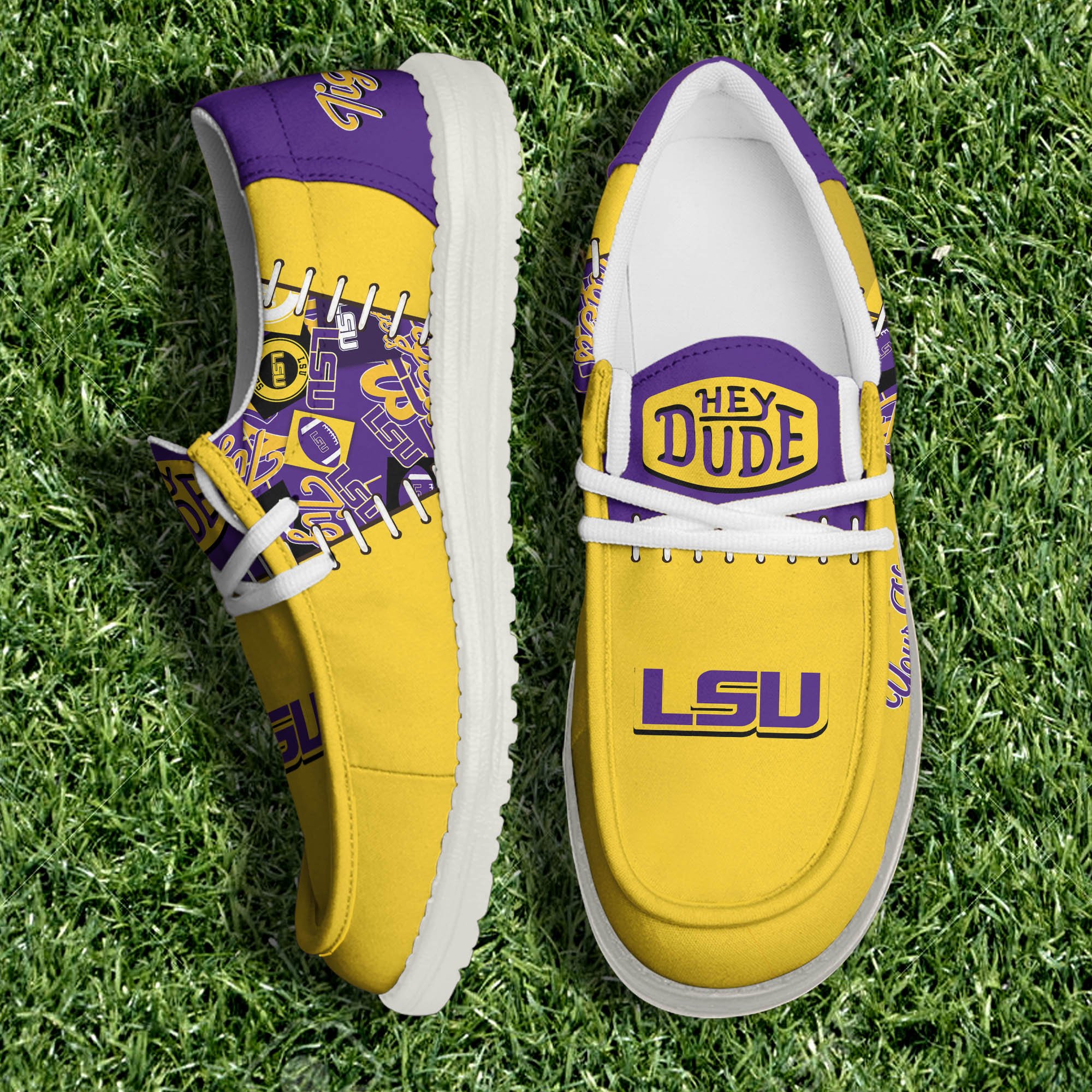 LSU TIGERS White Canvas Loafer Shoes 2024 Version Personalized Your Name, Shoes For Sport Lovers, Sport Gifts ETHY-61057