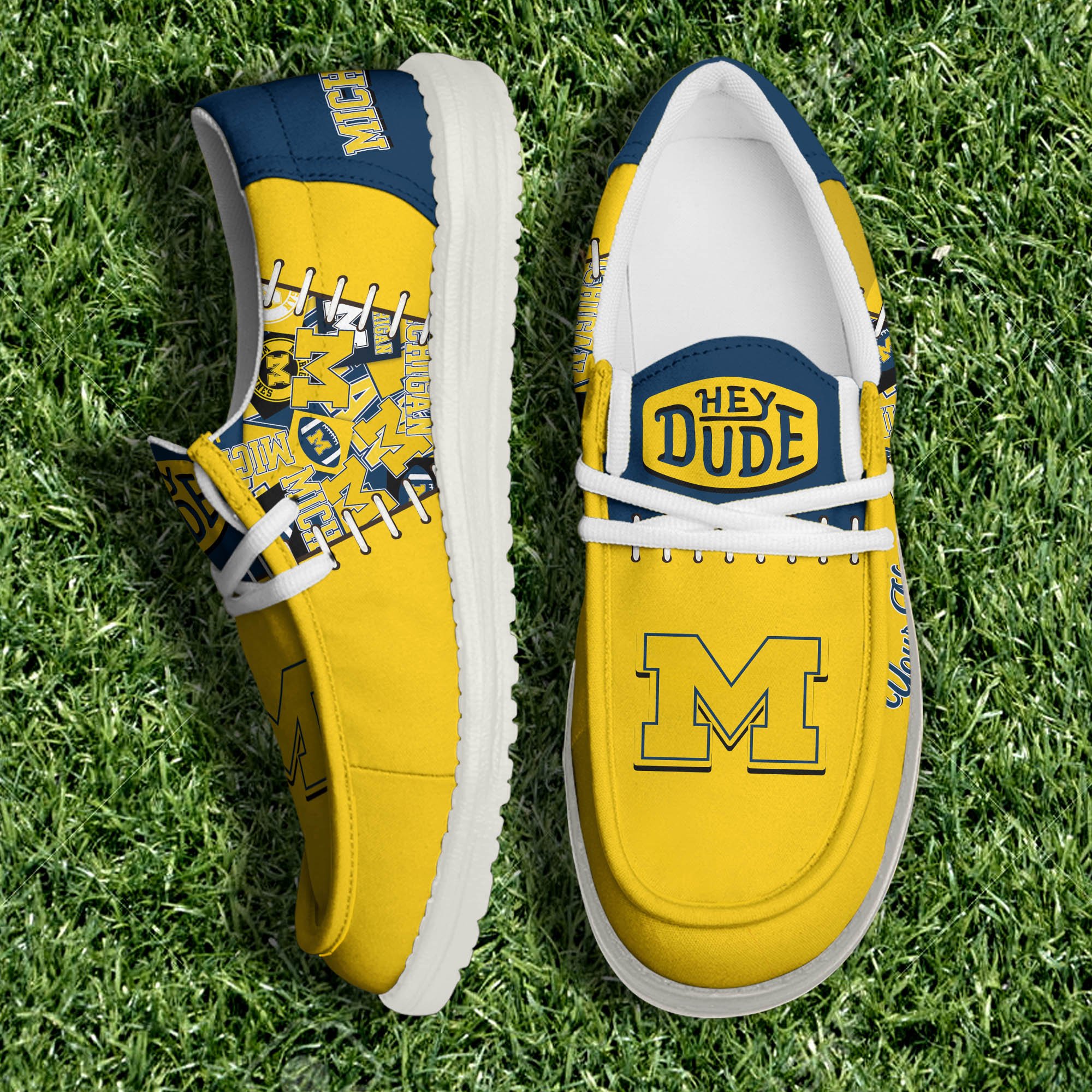 Michigan Wolverines White Canvas Loafer Shoes 2024 Version Personalized Your Name, Shoes For Sport Lovers, Sport Gifts ETHY-61057