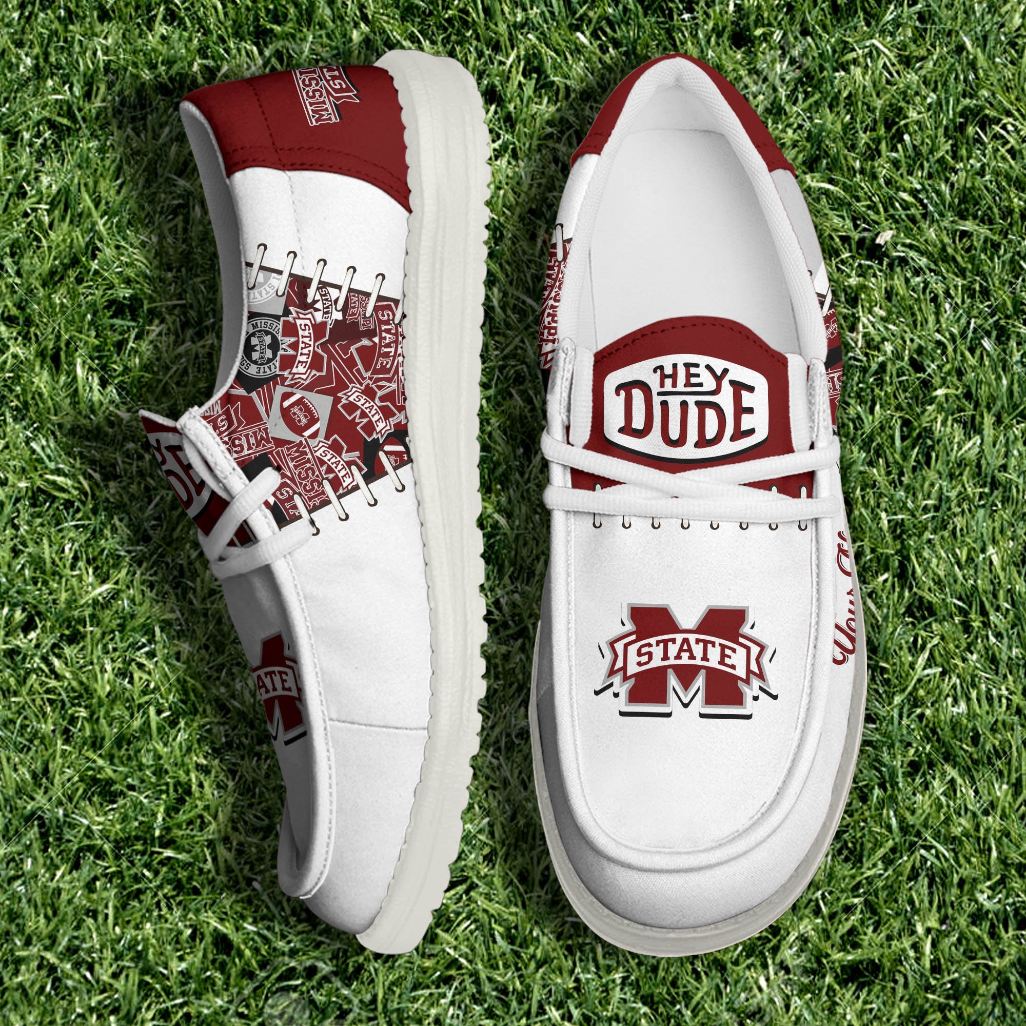 Mississippi State Bulldogs White Canvas Loafer Shoes 2024 Version Personalized Your Name, Shoes For Sport Lovers, Sport Gifts ETHY-61057