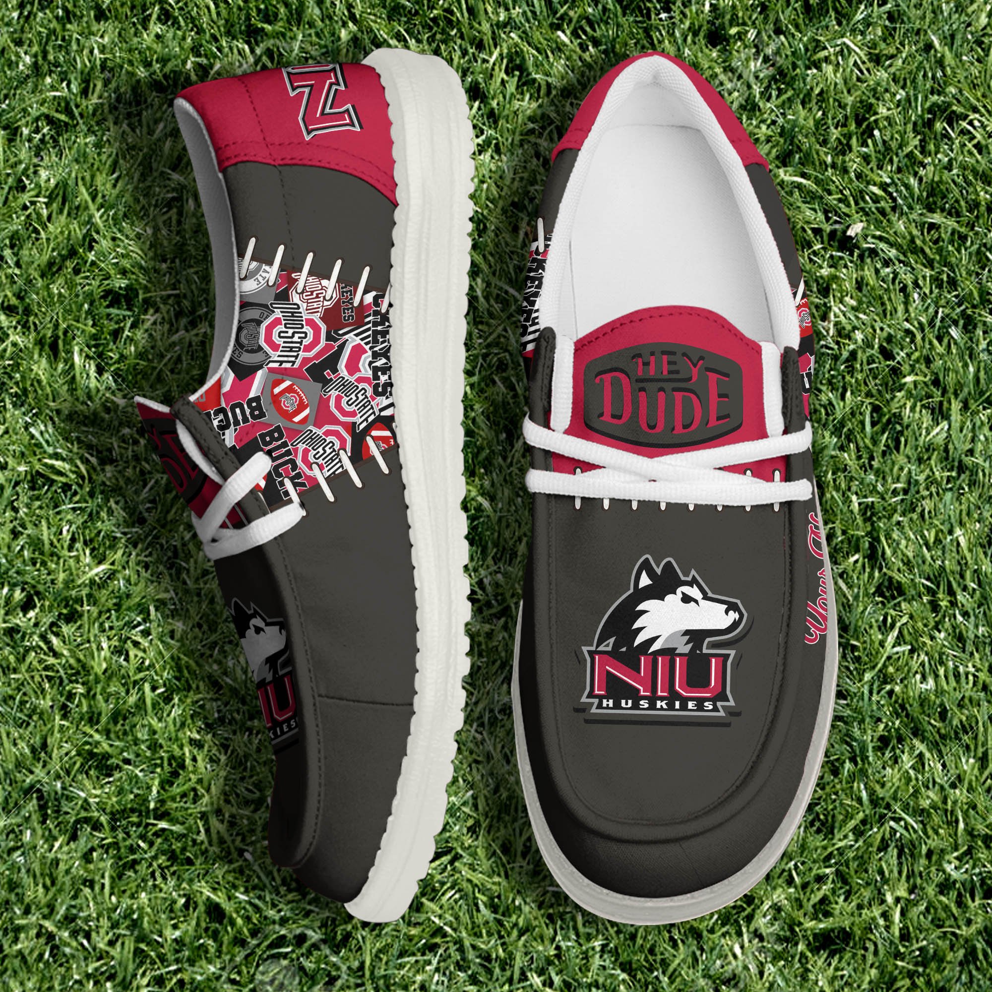 Northern Illinois Huskies White Canvas Loafer Shoes 2024 Version Personalized Your Name, Shoes For Sport Lovers, Sport Gifts ETHY-61057