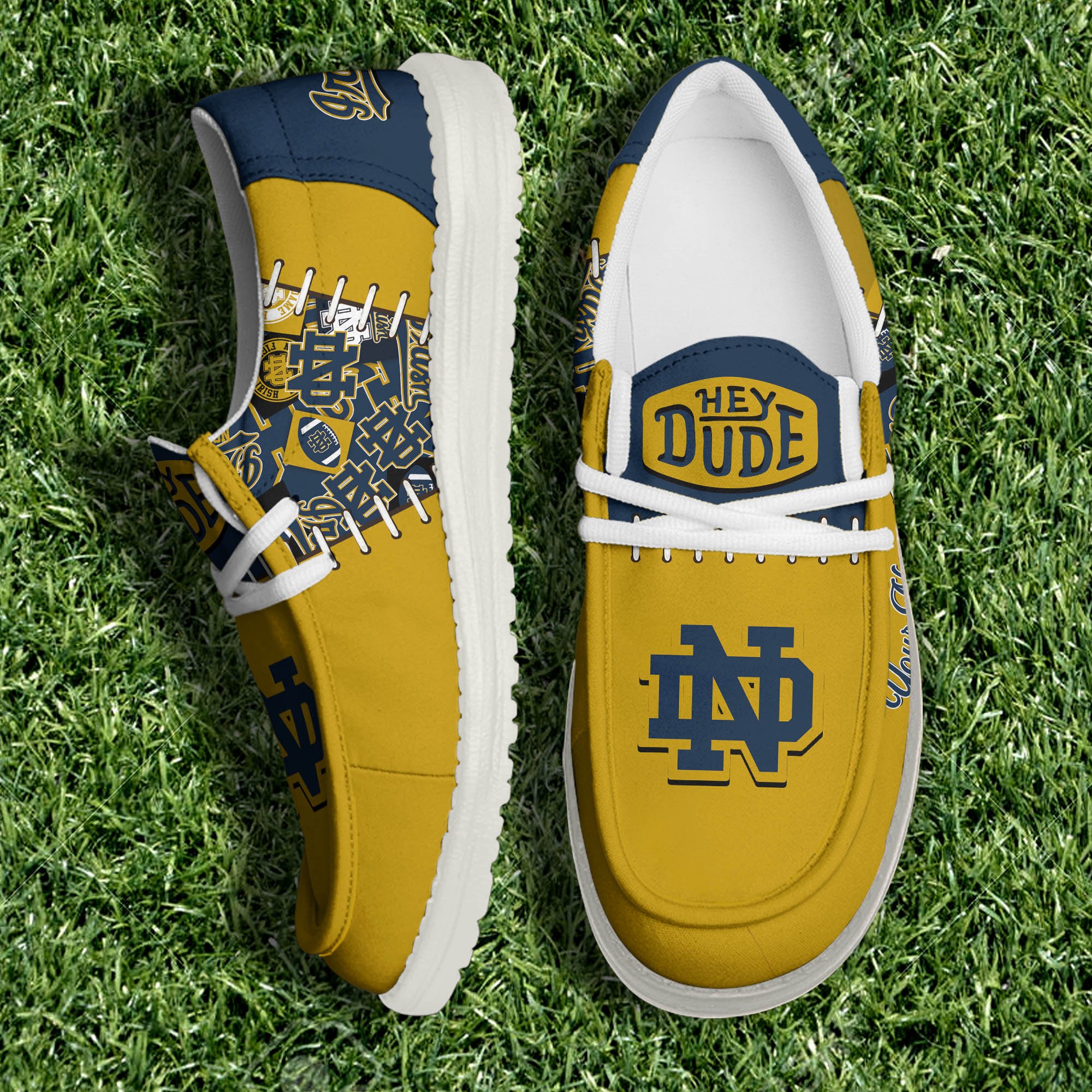 Notre Dame Fighting Irish White Canvas Loafer Shoes 2024 Version Personalized Your Name, Shoes For Sport Lovers, Sport Gifts ETHY-61057