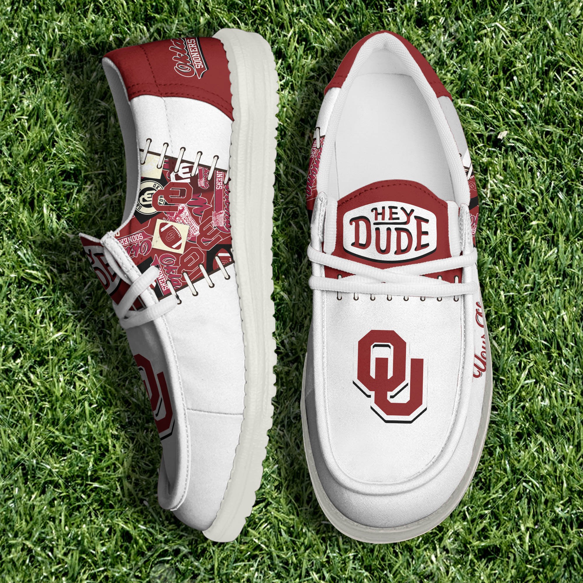 Oklahoma Sooners White Canvas Loafer Shoes 2024 Version Personalized Your Name, Shoes For Sport Lovers, Sport Gifts ETHY-61057