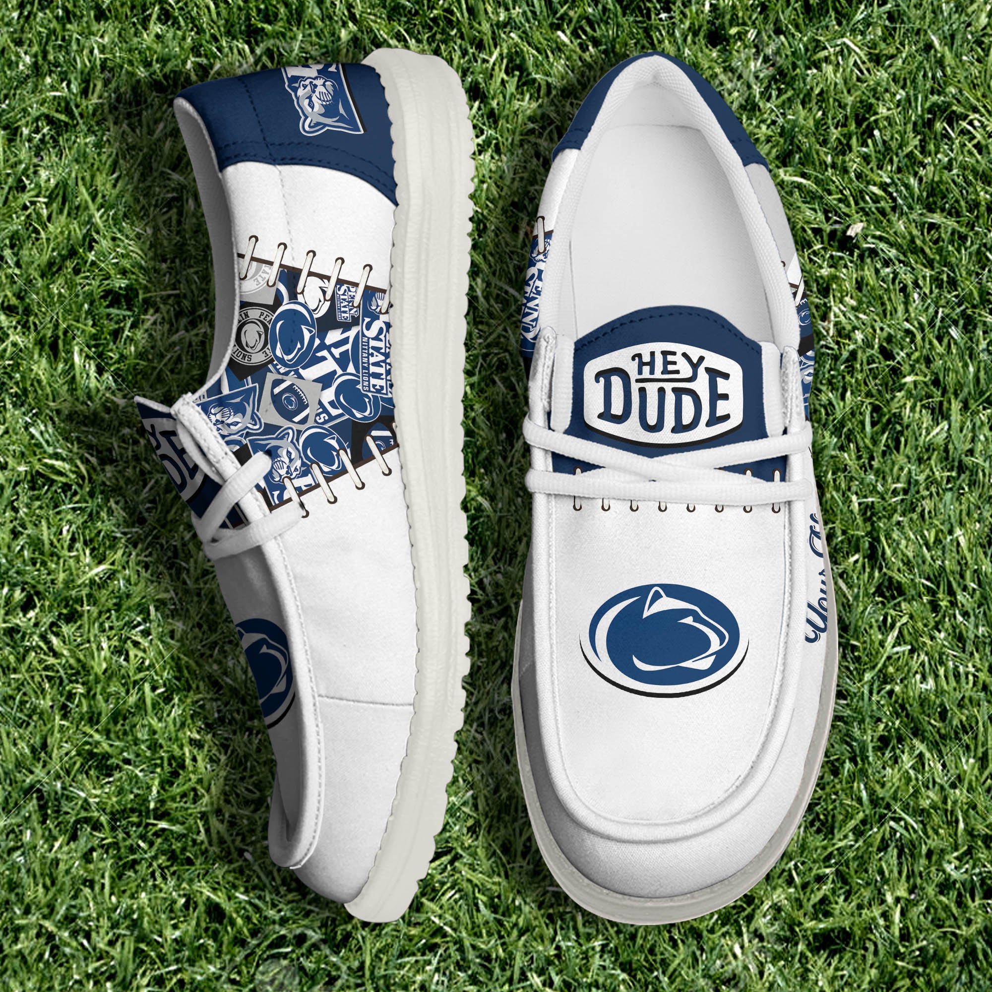 Penn State Nittany Lions White Canvas Loafer Shoes 2024 Version Personalized Your Name, Shoes For Sport Lovers, Sport Gifts ETHY-61057