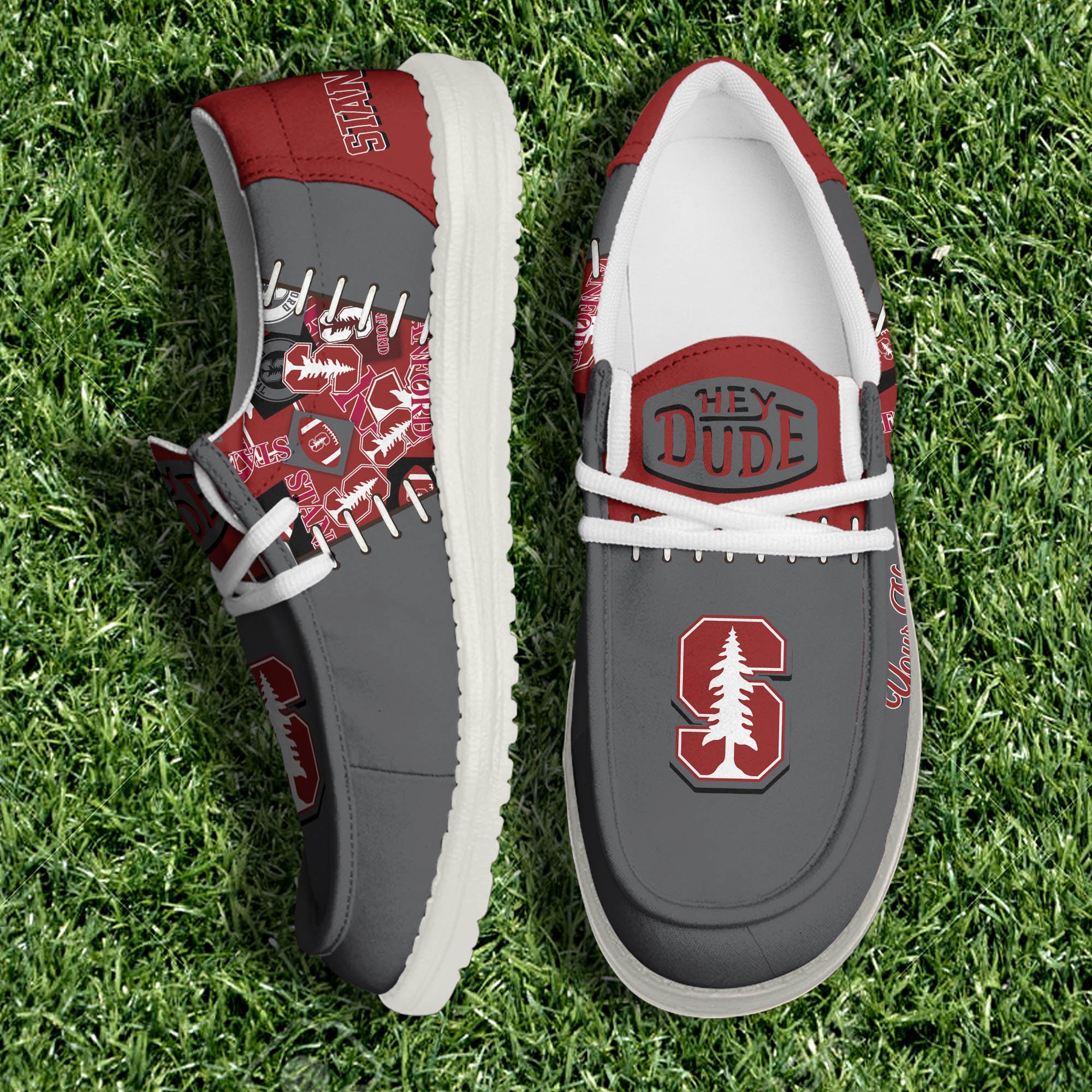 Stanford Cardinal White Canvas Loafer Shoes 2024 Version Personalized Your Name, Shoes For Sport Lovers, Sport Gifts ETHY-61057