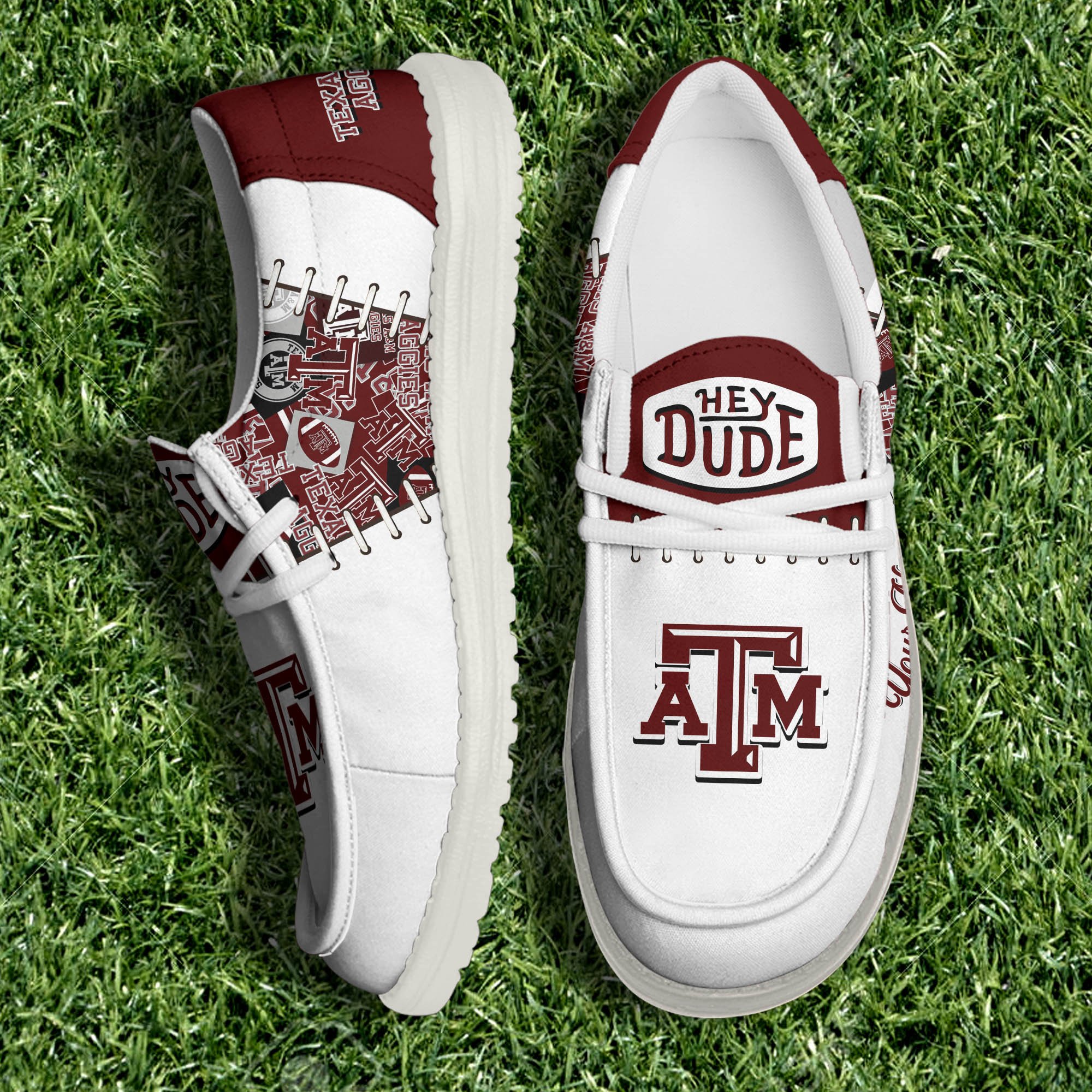 Texas A&M Aggies White Canvas Loafer Shoes 2024 Version Personalized Your Name, Shoes For Sport Lovers, Sport Gifts ETHY-61057