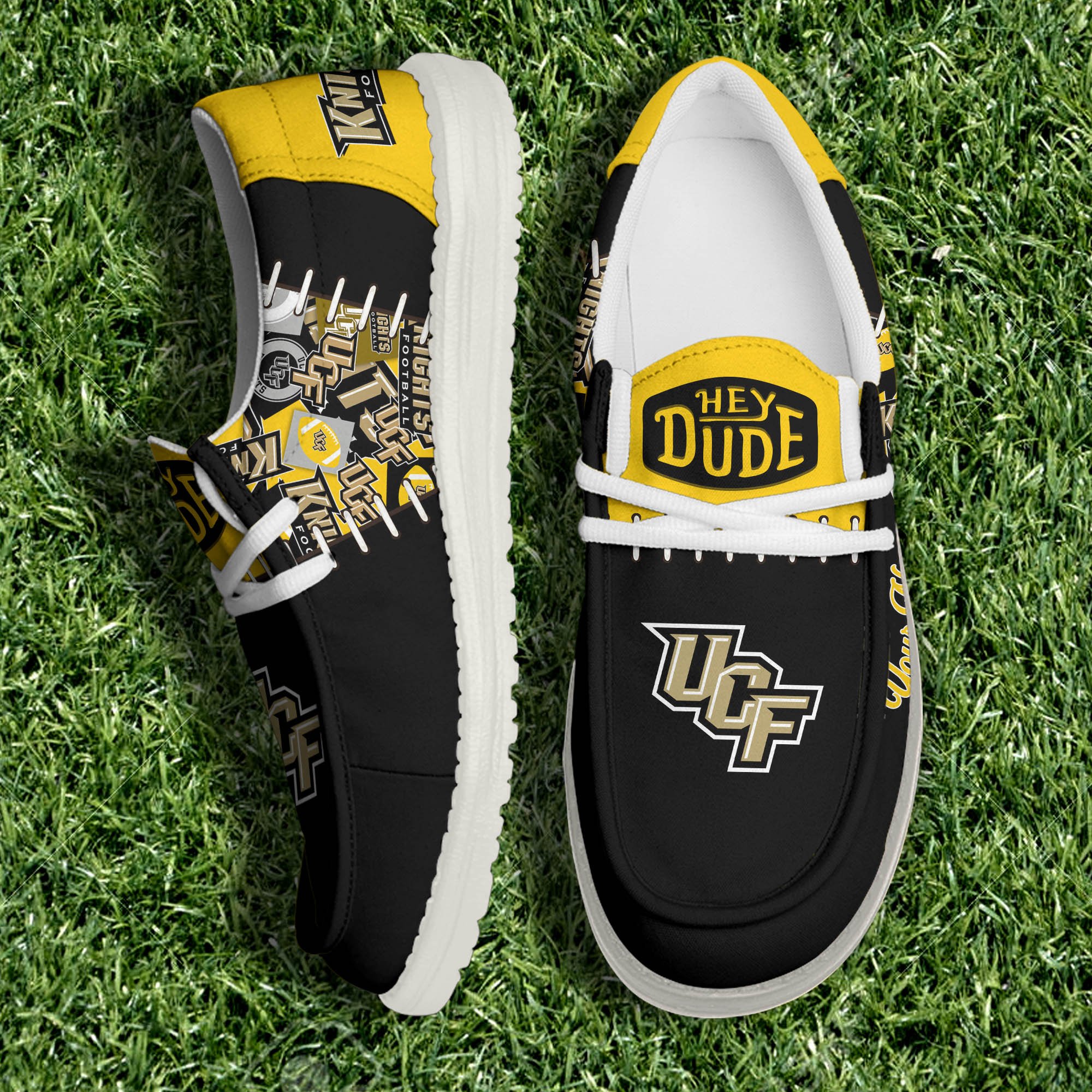 UCF Knights White Canvas Loafer Shoes 2024 Version Personalized Your Name, Shoes For Sport Lovers, Sport Gifts ETHY-61057