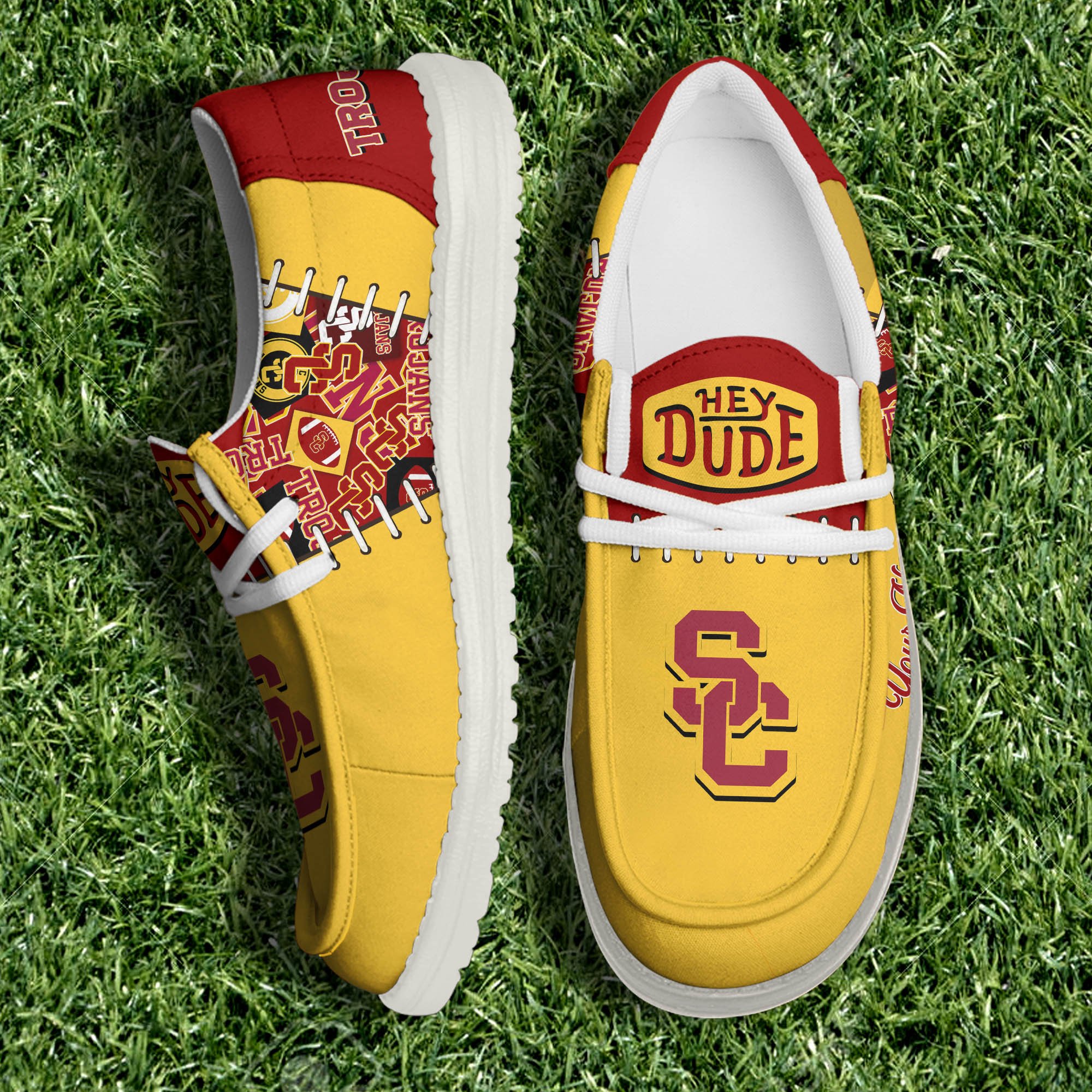 USC Trojans White Canvas Loafer Shoes 2024 Version Personalized Your Name, Shoes For Sport Lovers, Sport Gifts ETHY-61057