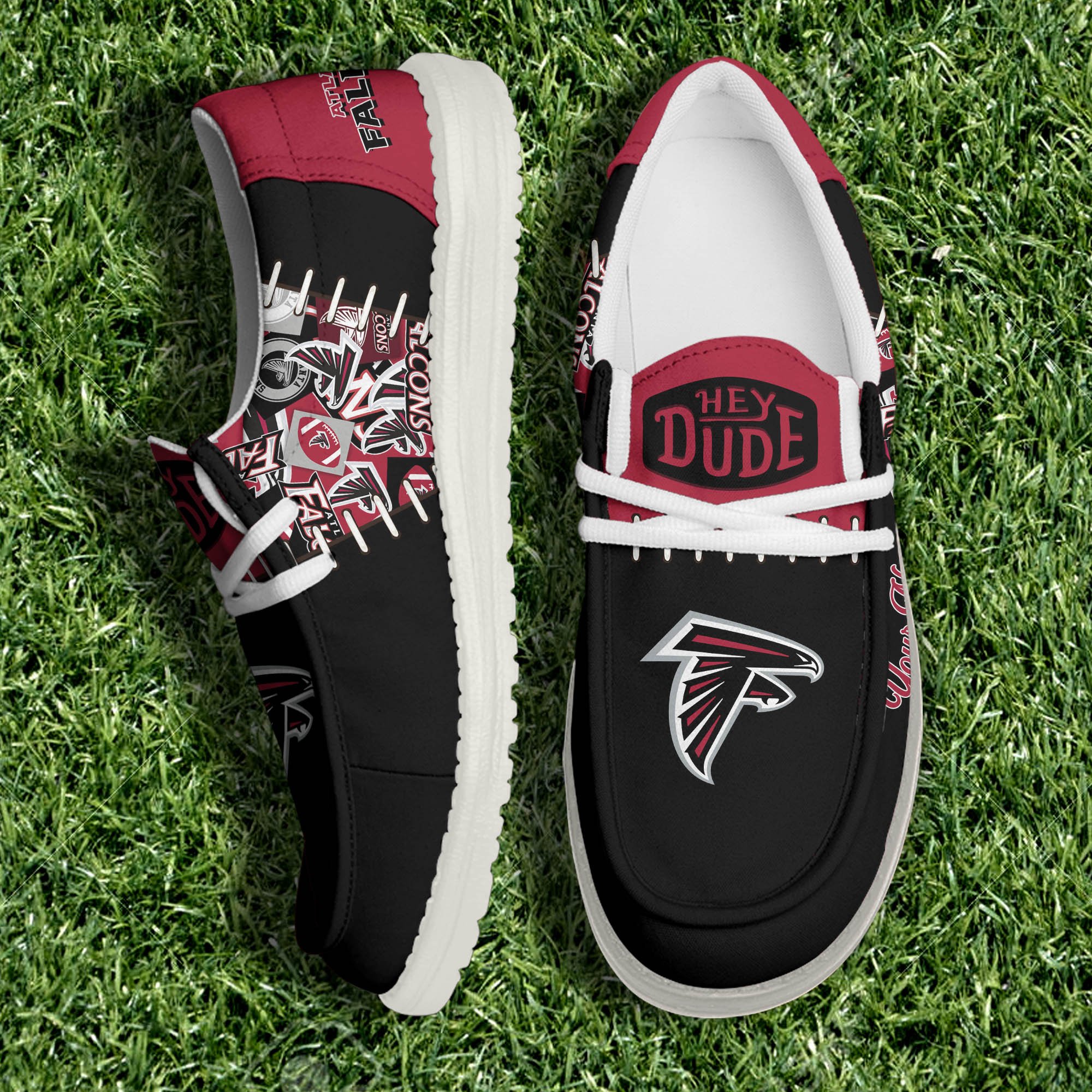 Atlanta Falcons White Canvas Loafer Shoes 2024 Version Personalized Your Name, Shoes For Sport Lovers, Sport Gifts ETHY-61057