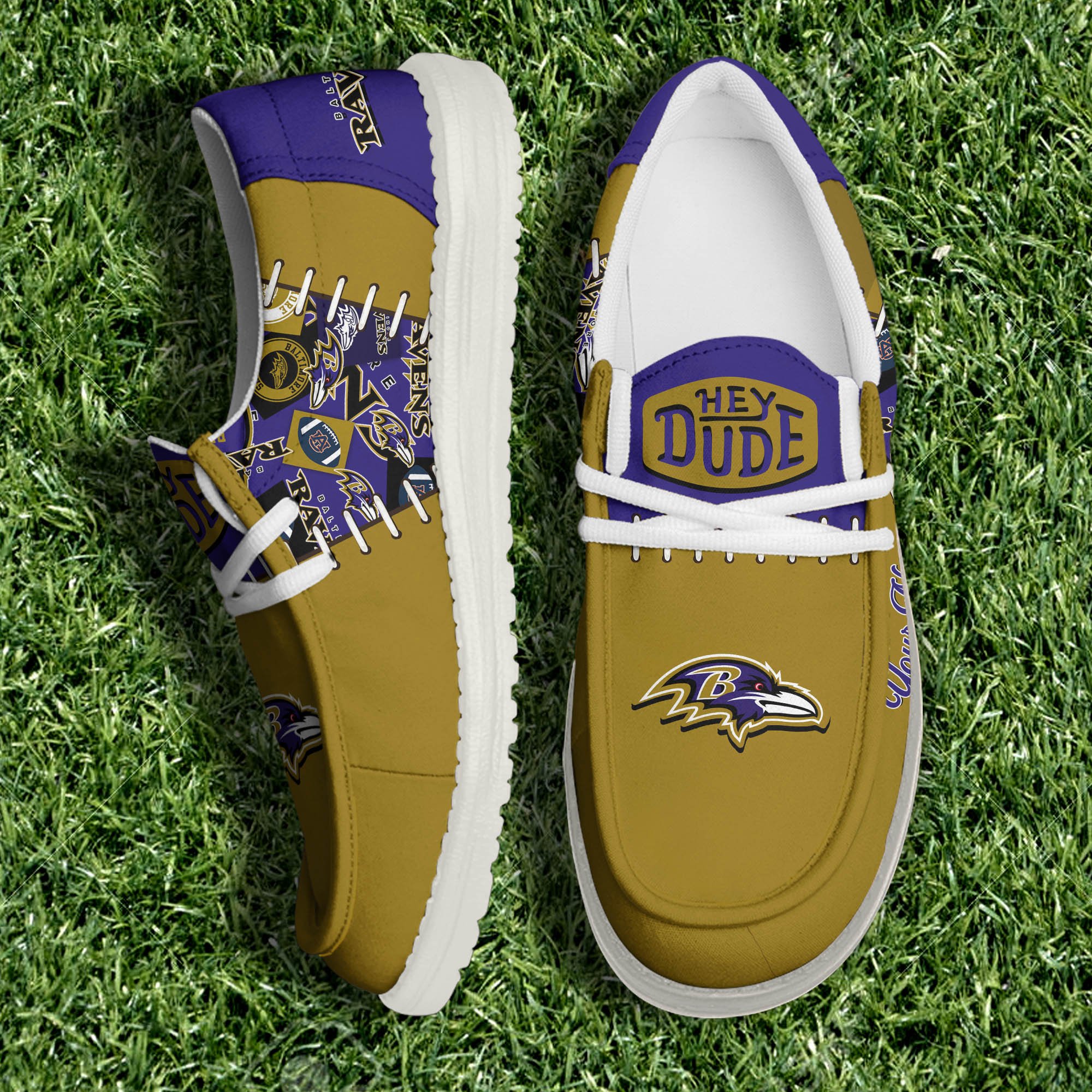 Baltimore Ravens White Canvas Loafer Shoes 2024 Version Personalized Your Name, Shoes For Sport Lovers, Sport Gifts ETHY-61057