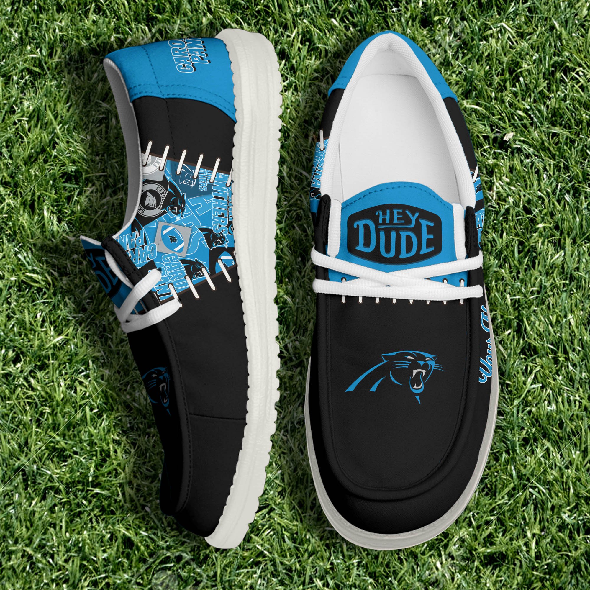 Carolina Panthers White Canvas Loafer Shoes 2024 Version Personalized Your Name, Shoes For Sport Lovers, Sport Gifts ETHY-61057