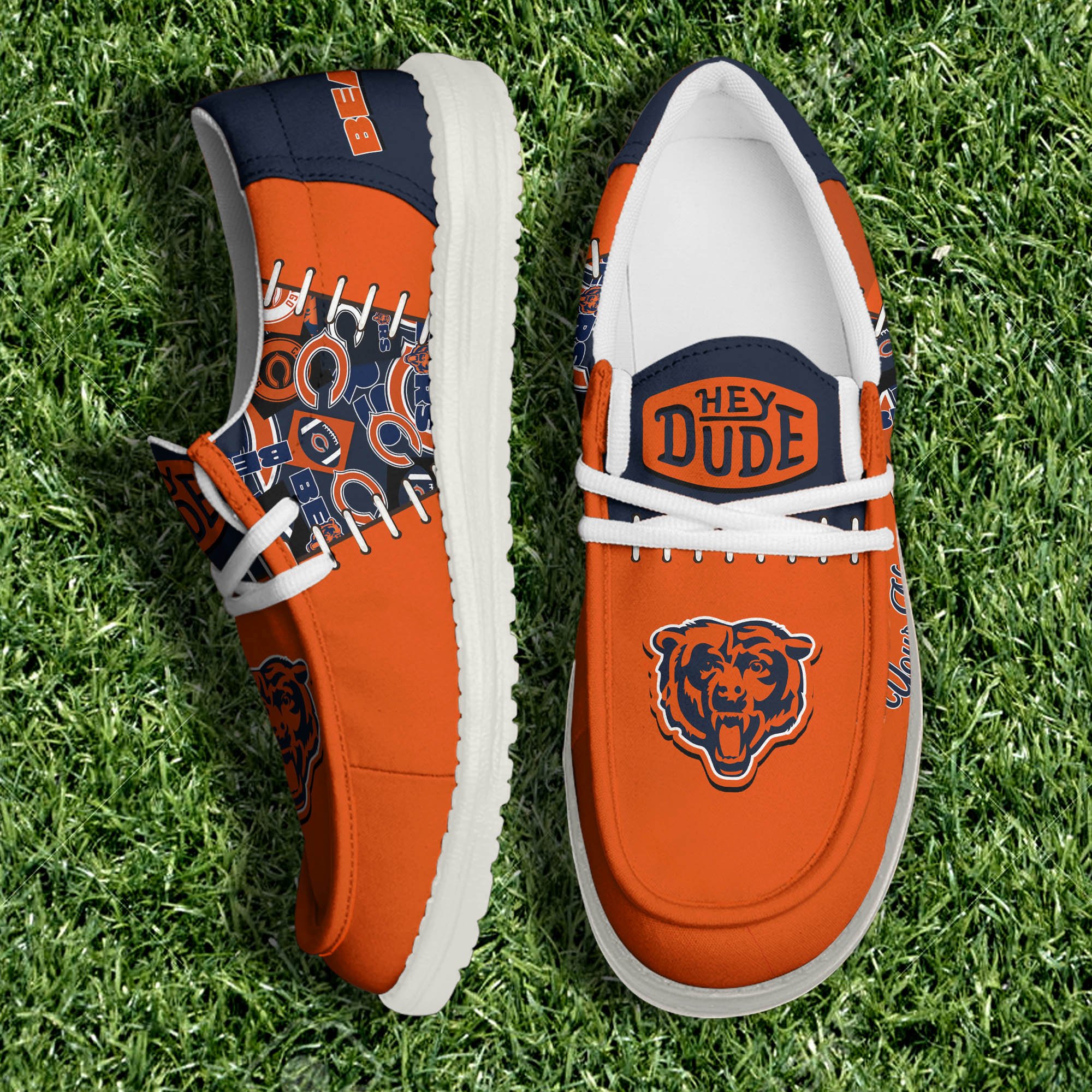 Chicago Bears White Canvas Loafer Shoes 2024 Version Personalized Your Name, Shoes For Sport Lovers, Sport Gifts ETHY-61057