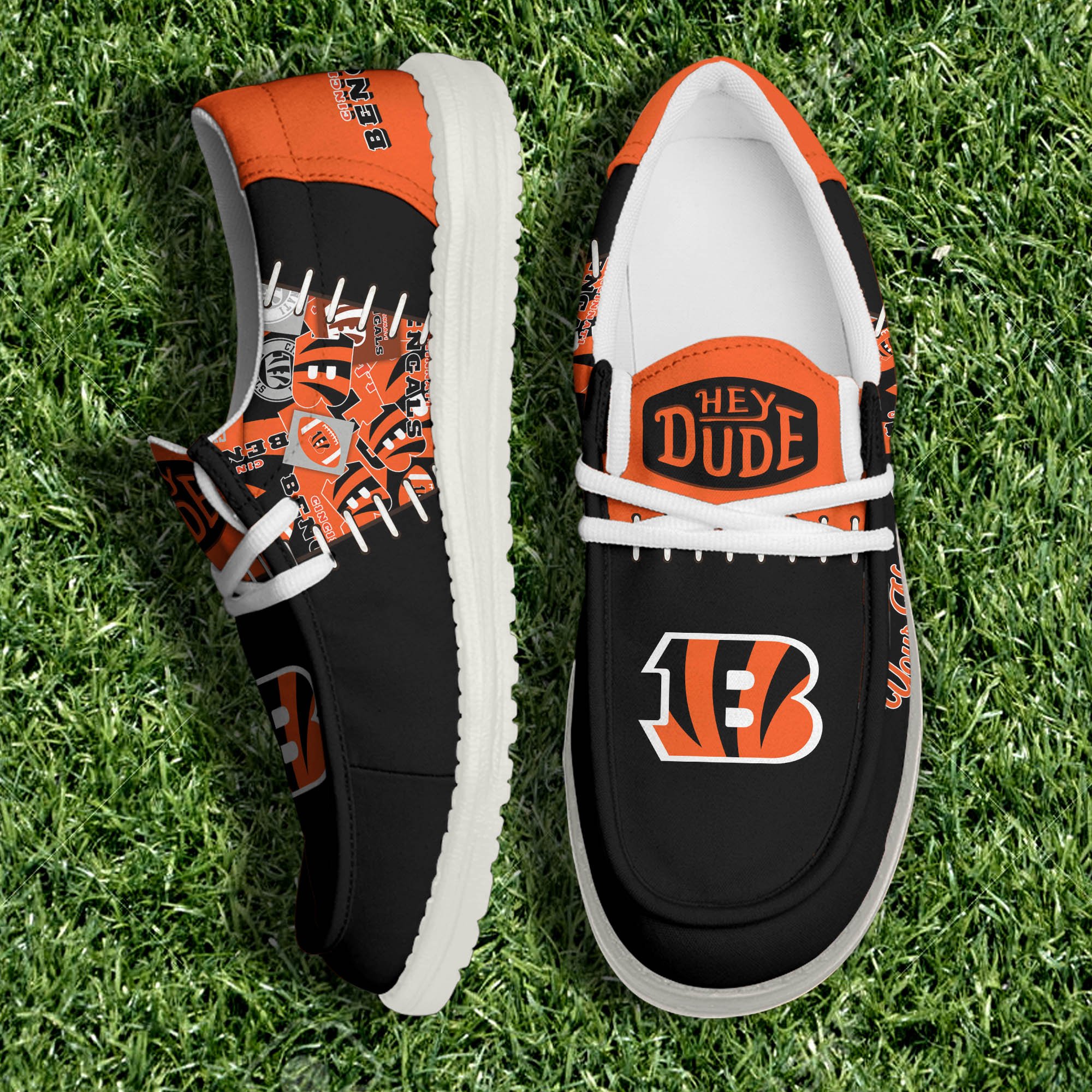 Cincinnati Bengals White Canvas Loafer Shoes 2024 Version Personalized Your Name, Shoes For Sport Lovers, Sport Gifts ETHY-61057