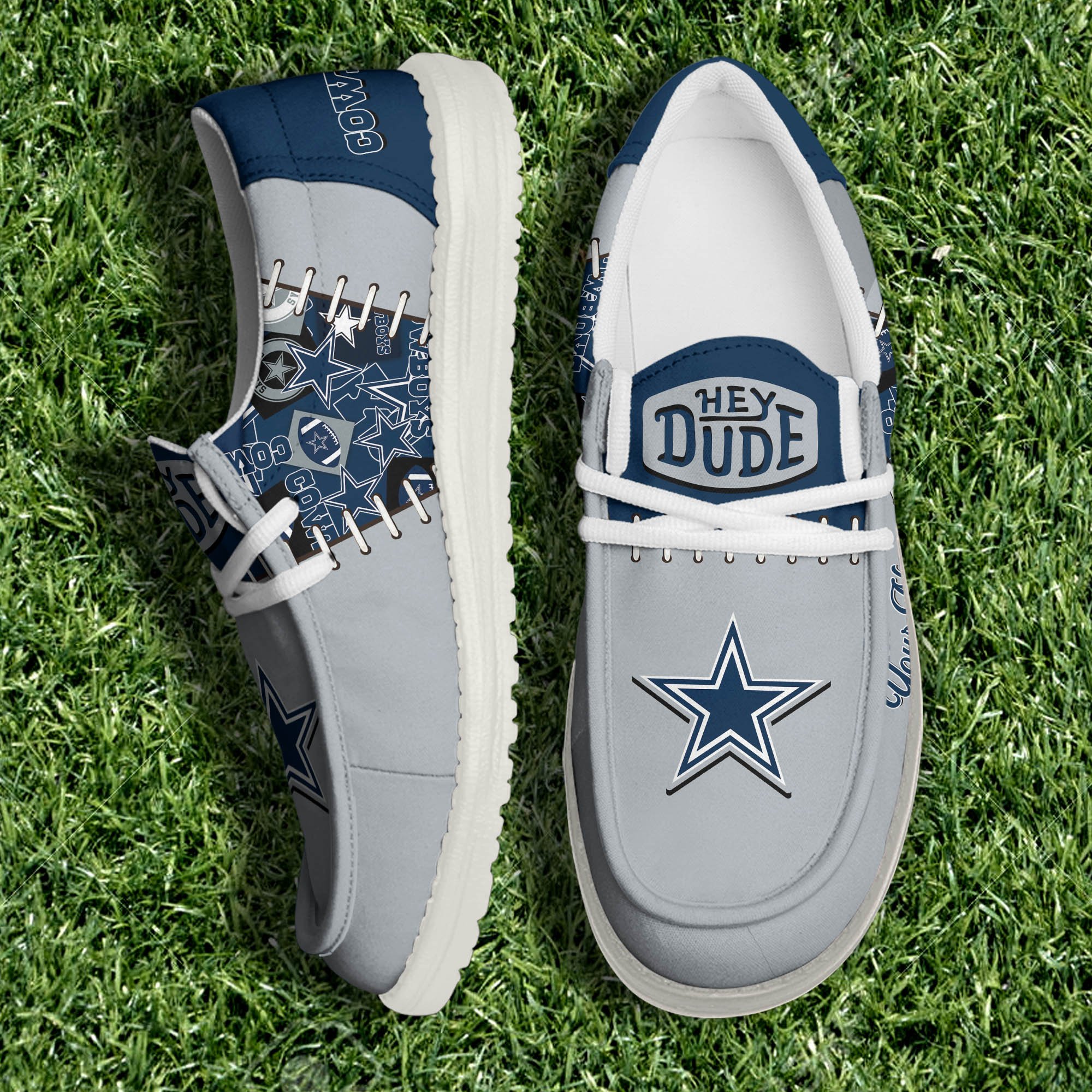 Dallas Cowboys White Canvas Loafer Shoes 2024 Version Personalized Your Name, Shoes For Sport Lovers, Sport Gifts ETHY-61057