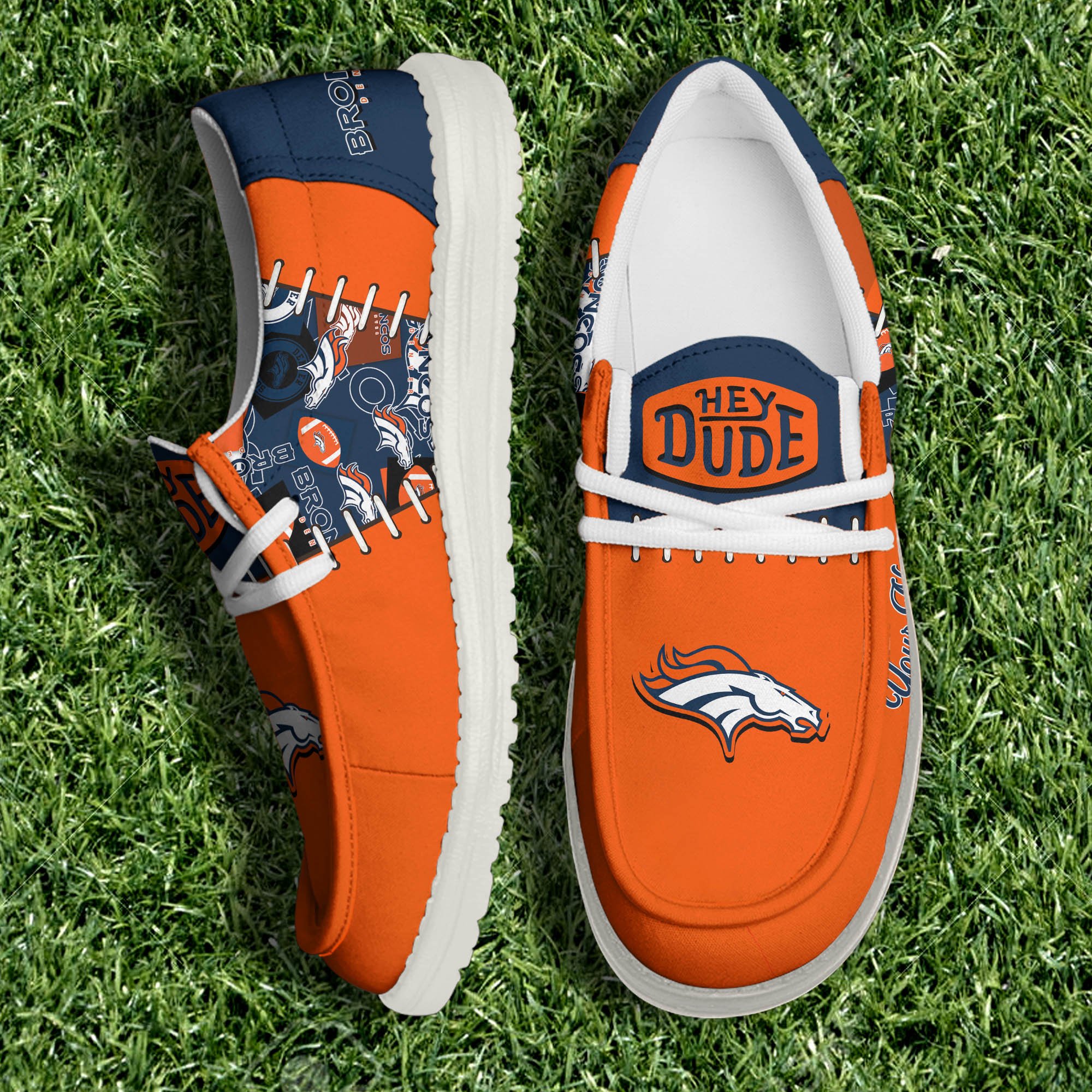 Denver Broncos White Canvas Loafer Shoes 2024 Version Personalized Your Name, Shoes For Sport Lovers, Sport Gifts ETHY-61057