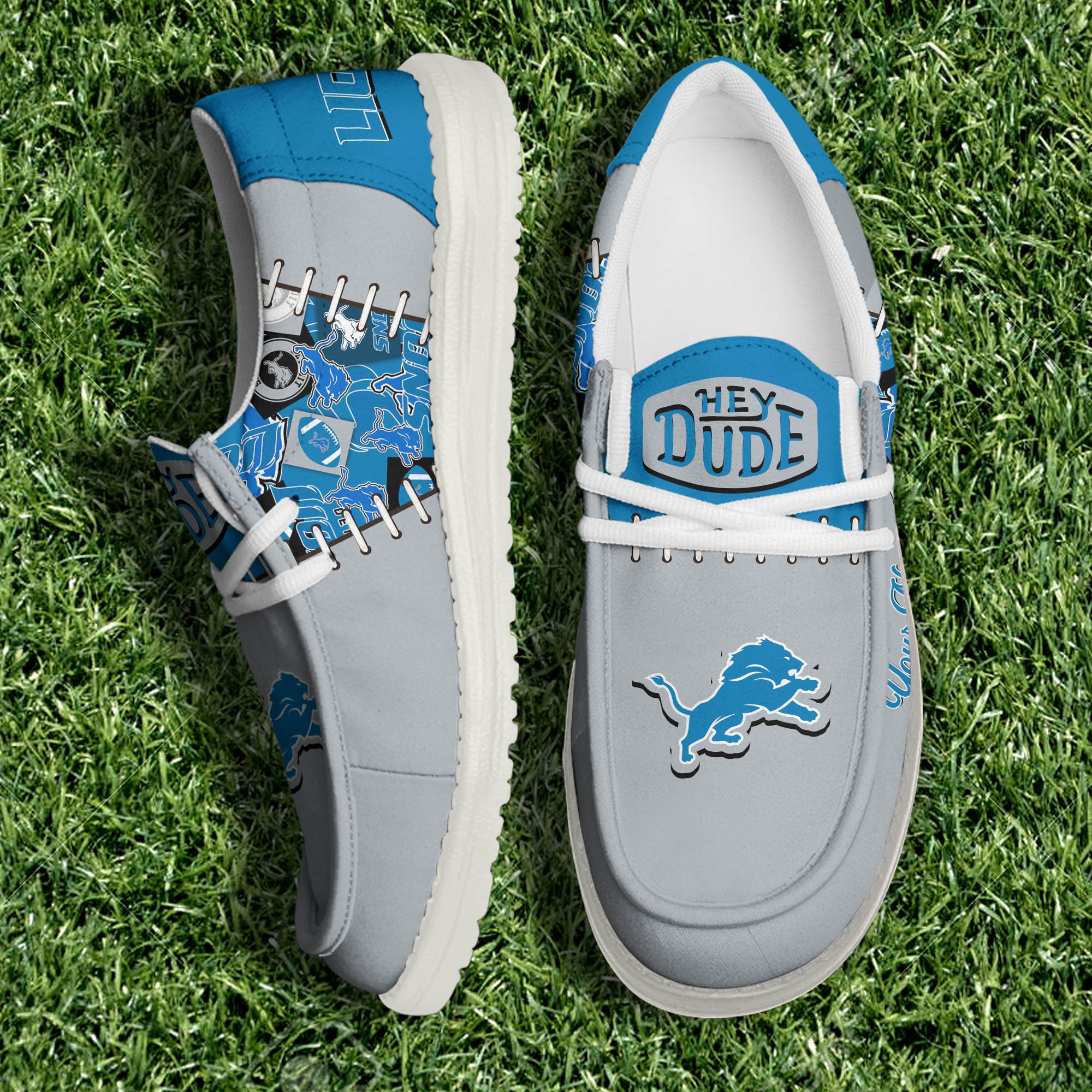 Detroit Lions White Canvas Loafer Shoes 2024 Version Personalized Your Name, Shoes For Sport Lovers, Sport Gifts ETHY-61057