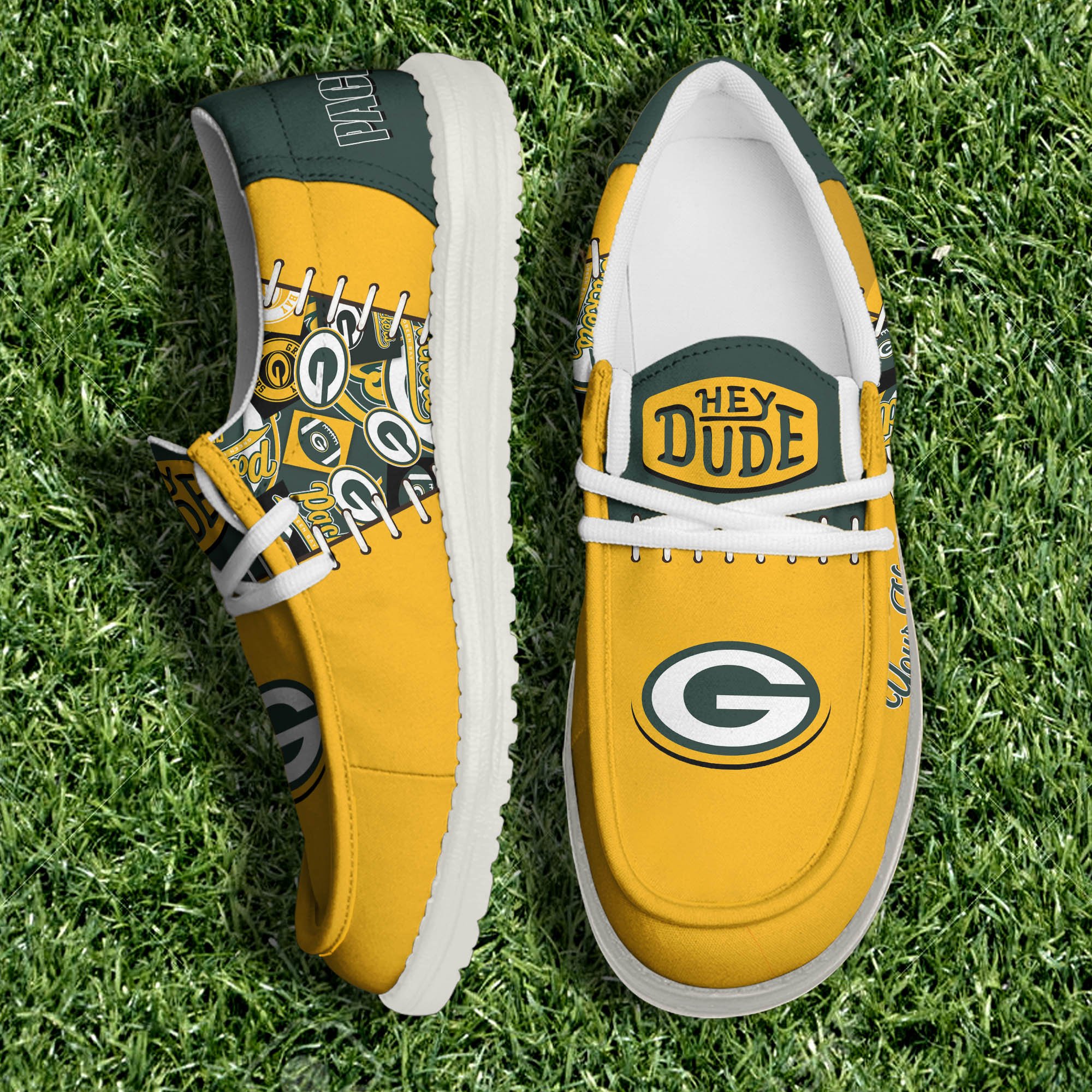 Green Bay Packers White Canvas Loafer Shoes 2024 Version Personalized Your Name, Shoes For Sport Lovers, Sport Gifts ETHY-61057