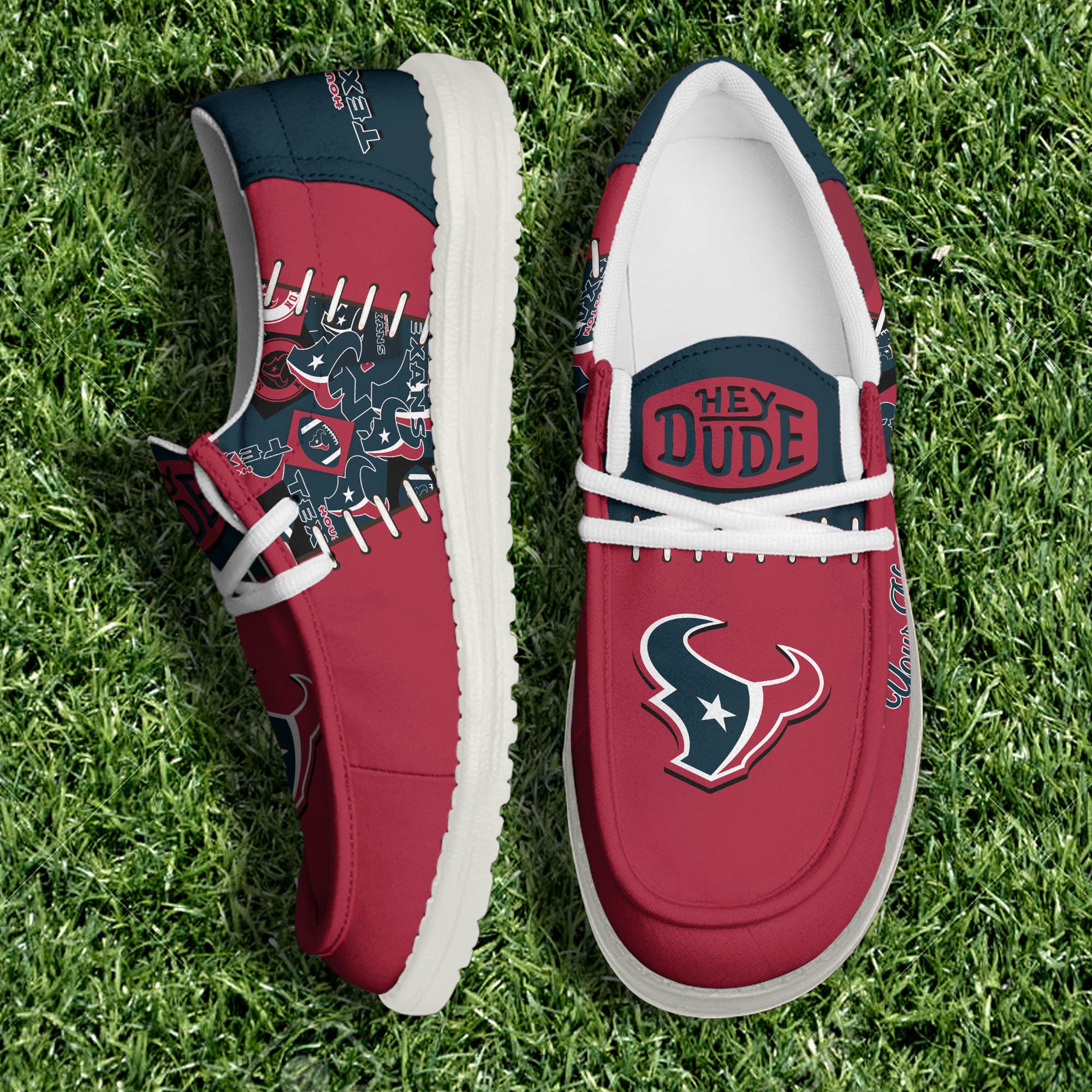 Houston Texans White Canvas Loafer Shoes 2024 Version Personalized Your Name, Shoes For Sport Lovers, Sport Gifts ETHY-61057