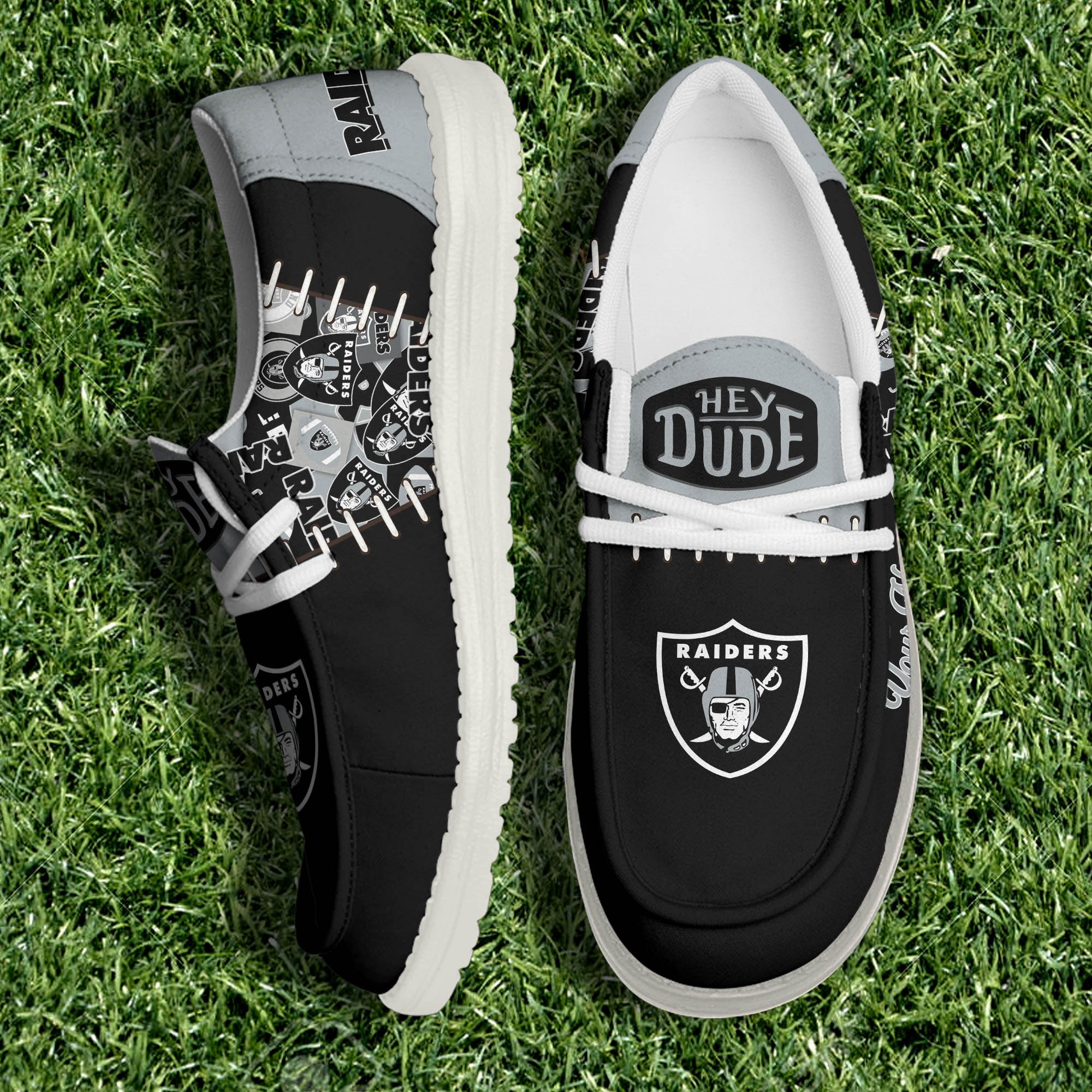 Las Vegas Raiders White Canvas Loafer Shoes 2024 Version Personalized Your Name, Shoes For Sport Lovers, Sport Gifts ETHY-61057