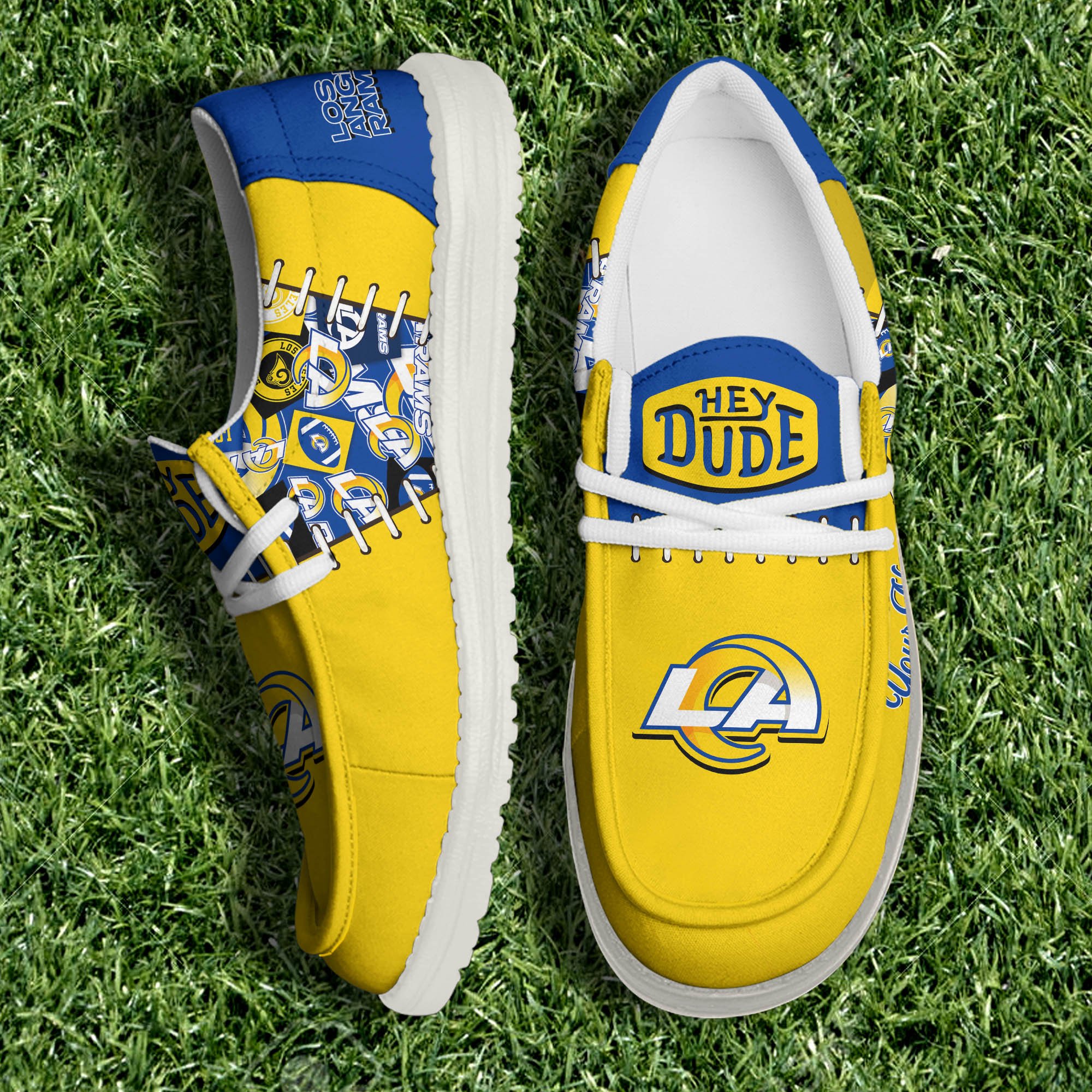 Los Angeles Rams White Canvas Loafer Shoes 2024 Version Personalized Your Name, Shoes For Sport Lovers, Sport Gifts ETHY-61057