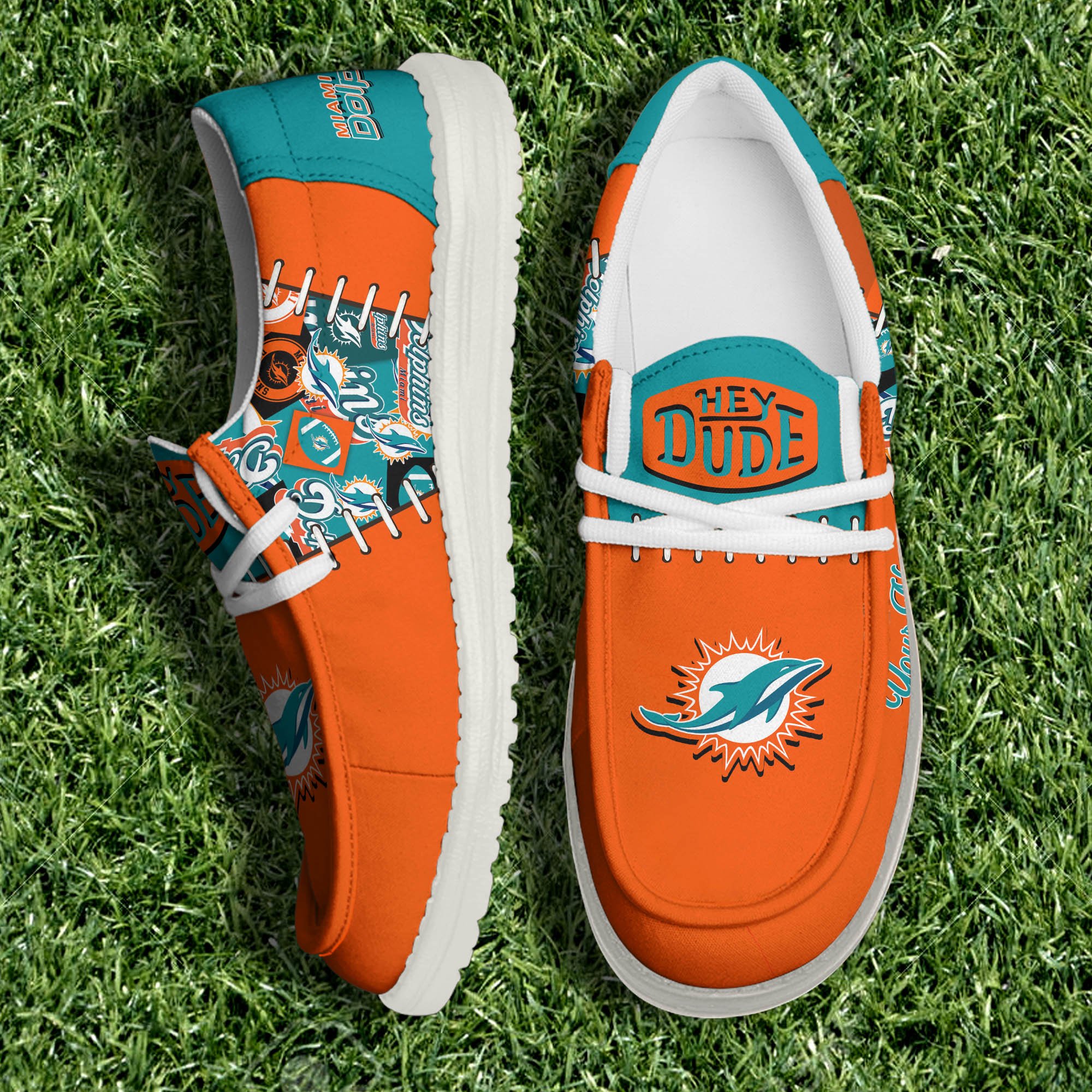 Miami Dolphins White Canvas Loafer Shoes 2024 Version Personalized Your Name, Shoes For Sport Lovers, Sport Gifts ETHY-61057