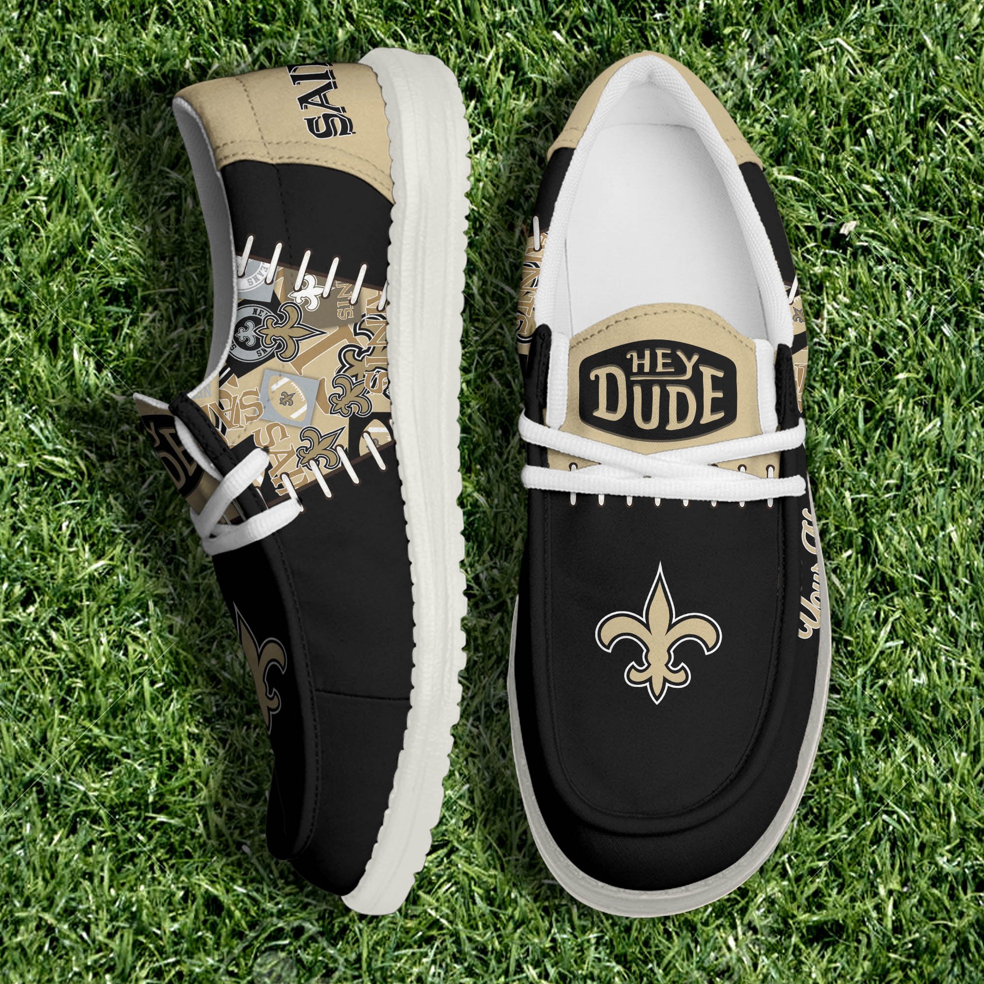 New Orleans Saints White Canvas Loafer Shoes 2024 Version Personalized Your Name, Shoes For Sport Lovers, Sport Gifts ETHY-61057