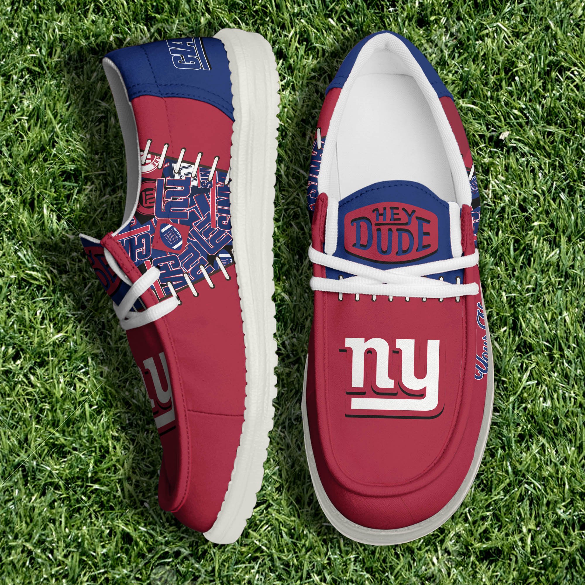 New York Giants White Canvas Loafer Shoes 2024 Version Personalized Your Name, Shoes For Sport Lovers, Sport Gifts ETHY-61057