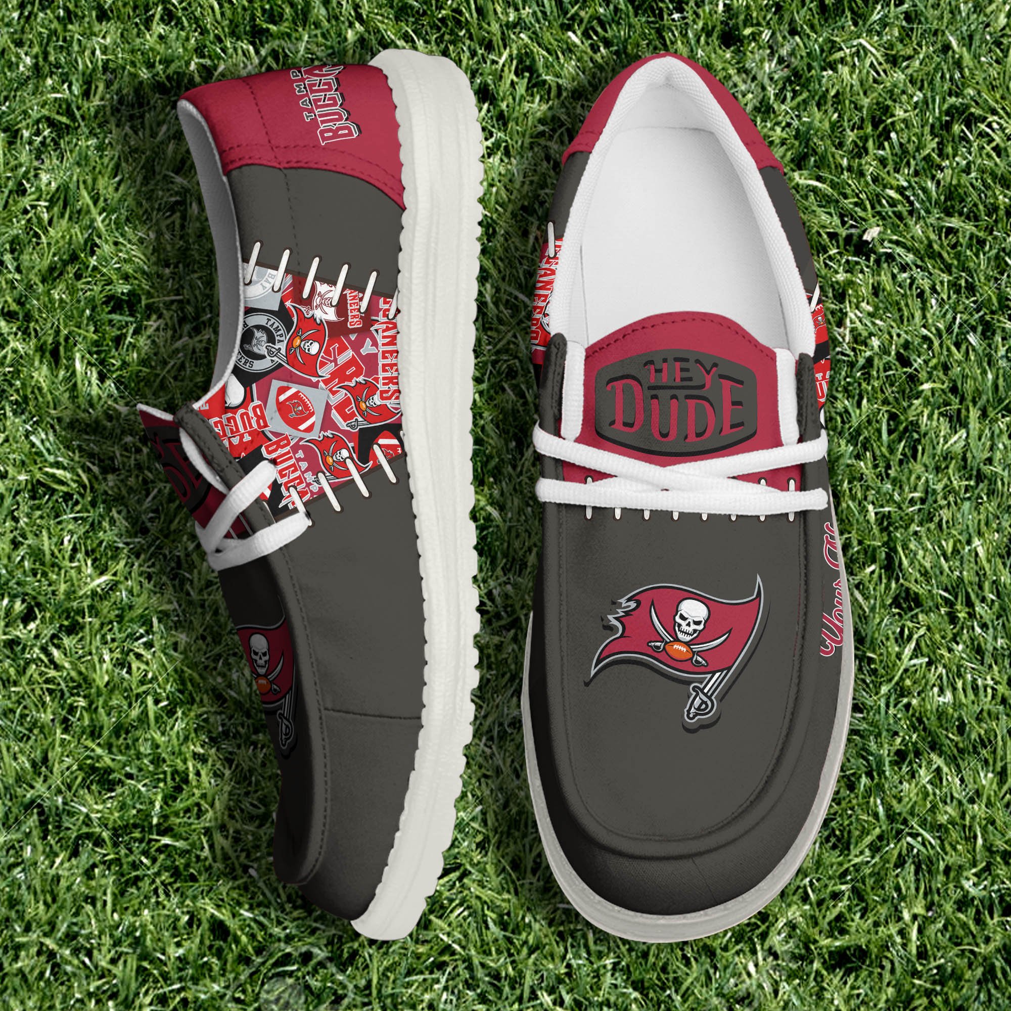 Tampa Bay Buccaneers White Canvas Loafer Shoes 2024 Version Personalized Your Name, Shoes For Sport Lovers, Sport Gifts ETHY-61057