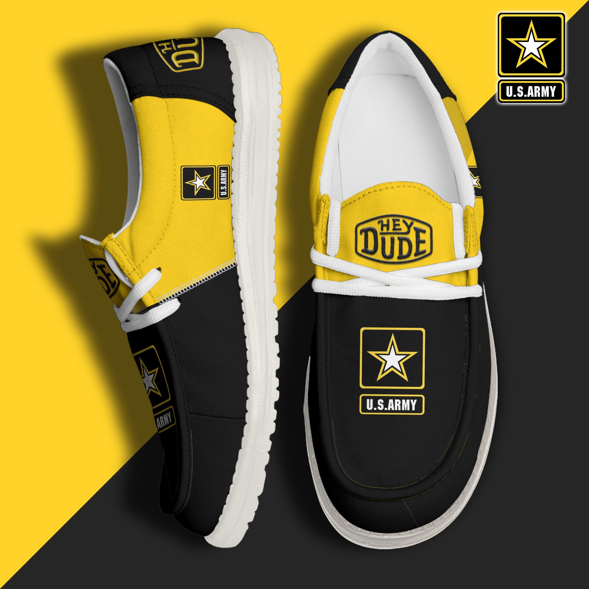 U.S. Army Hey Dude Canvas Loafer Shoes Custom Your Name, Military Shoes, Military Gifts ETRG-61065