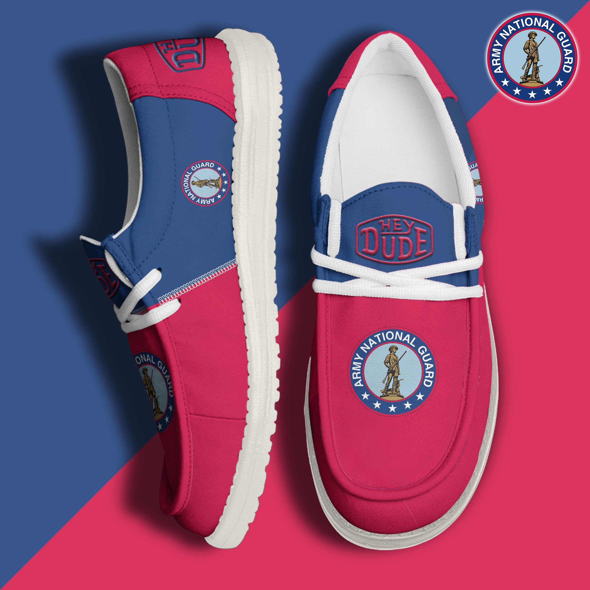 US National Guard Hey Dude Canvas Loafer Shoes Custom Your Name, Military Shoes, Military Gifts ETRG-61065