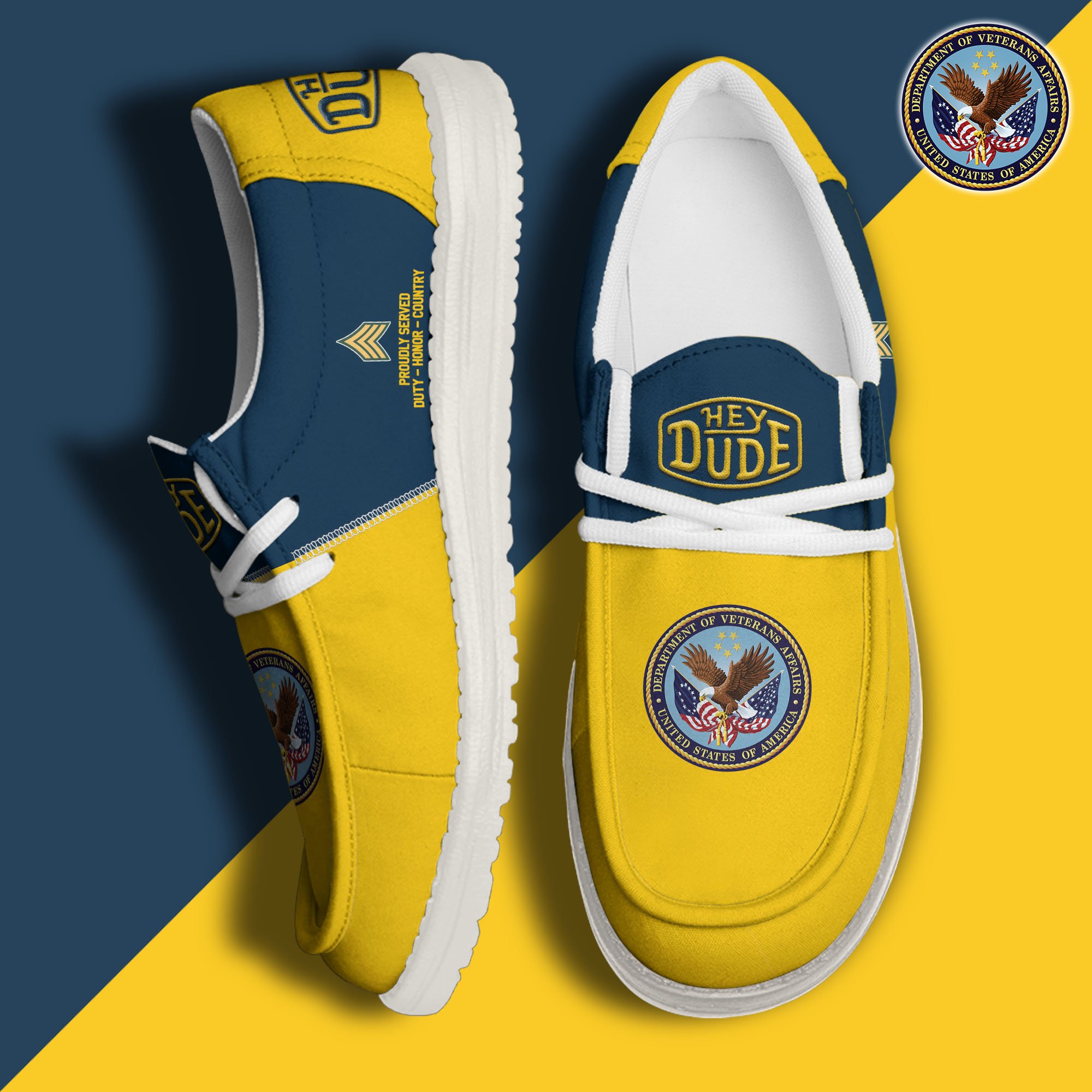 US Veteran Hey Dude Canvas Loafer Shoes Custom Your Name And Rank, Military Shoes, Military Gifts ETRG-61066