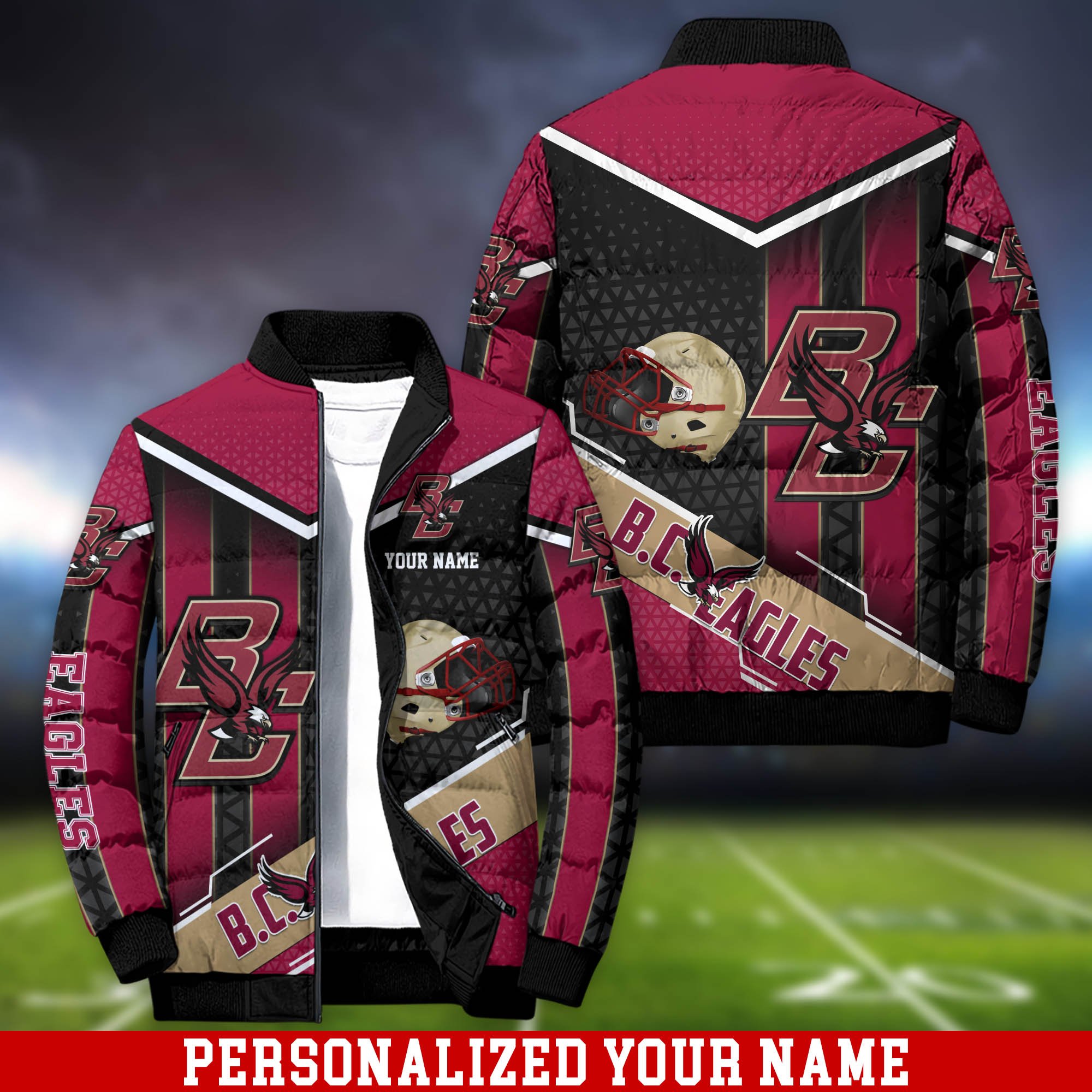 Boston College Eagles Puffer Jacket Customized Your Name, Jackets For Football Lovers, Gifts For Football Fans ETHY-53779