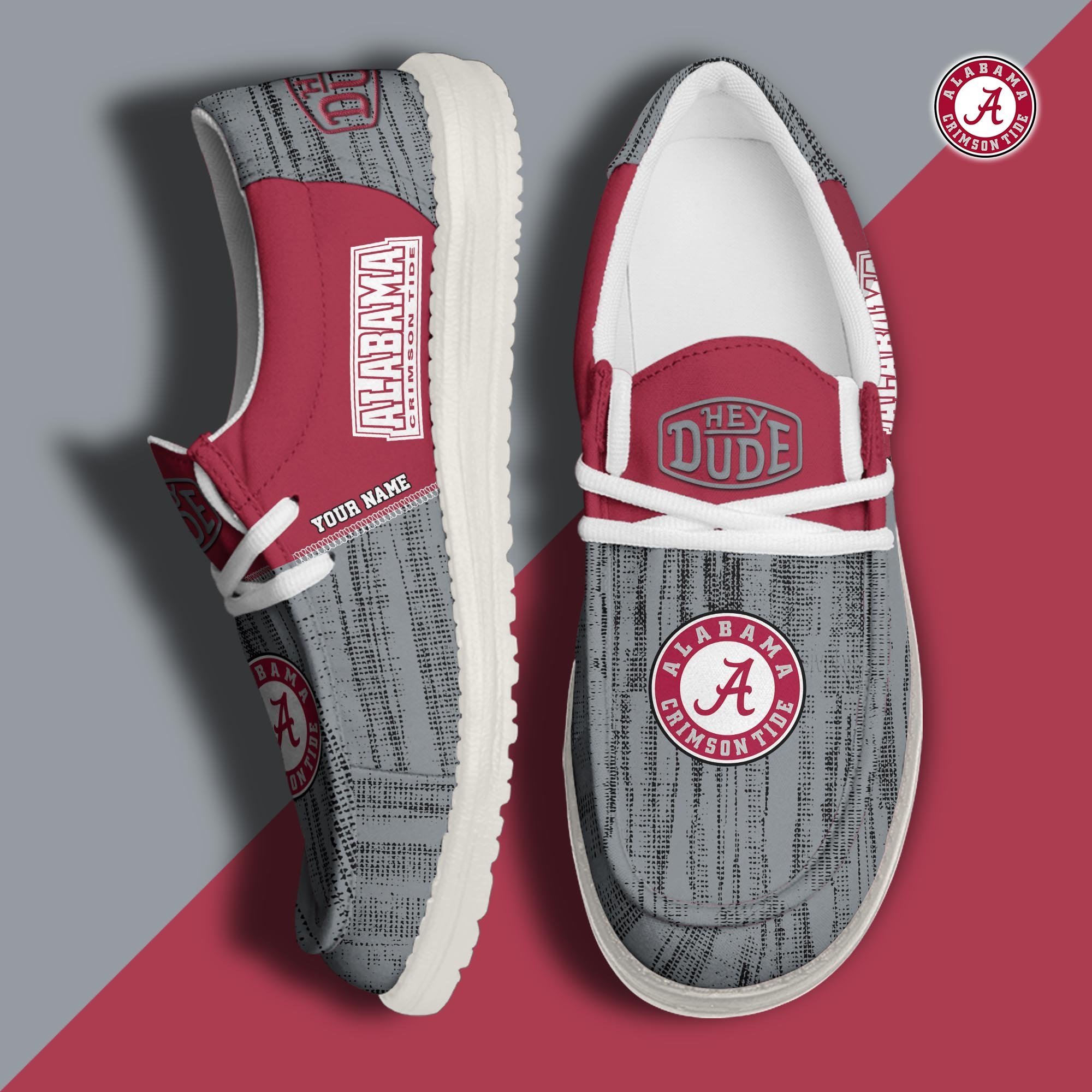 Alabama Crimson Tide Hey Dude Shoes Personalized Your Name, Sport Hey Dudes For Football Fan, Sport Lovers Gifts 61079