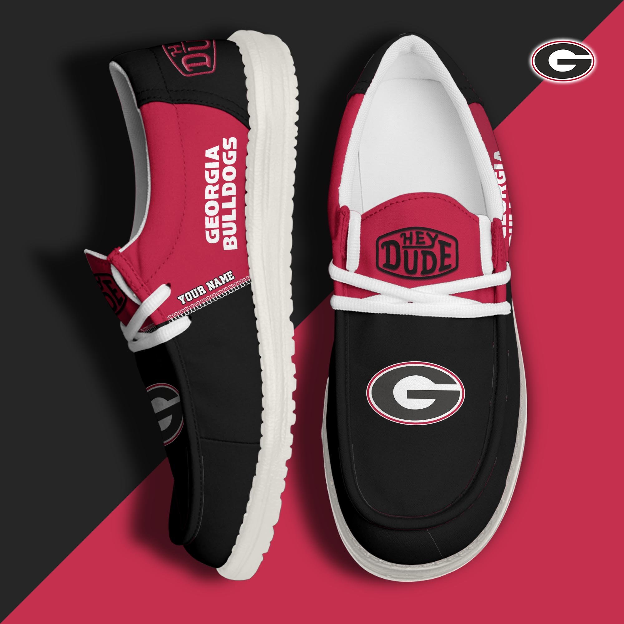 Georgia Bulldogs Hey Dude Shoes Personalized Your Name, Sport Hey Dudes For Football Fan, Sport Lovers Gifts 61079