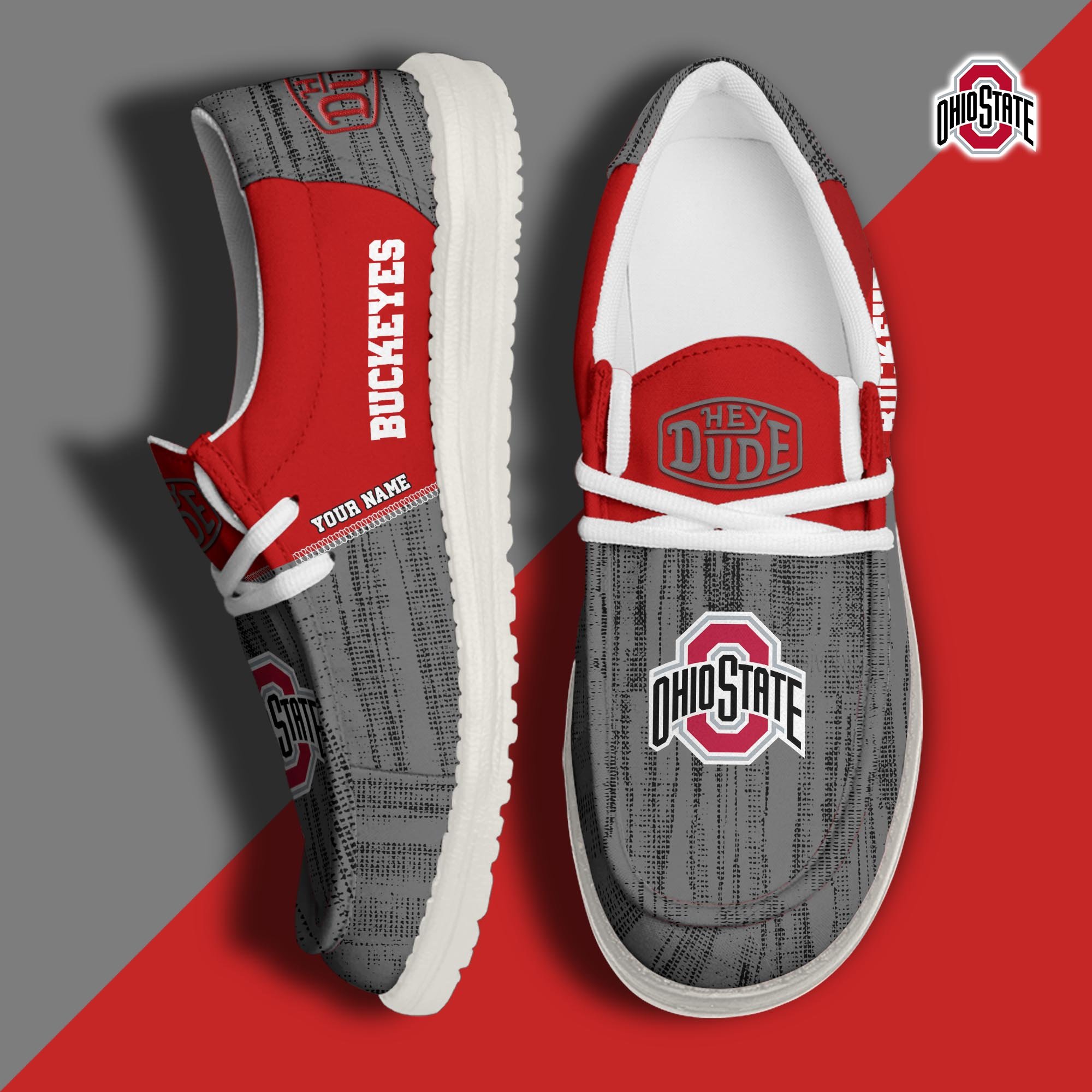 Ohio State Buckeyes Hey Dude Shoes Personalized Your Name, Sport Hey Dudes For Football Fan, Sport Lovers Gifts 61079