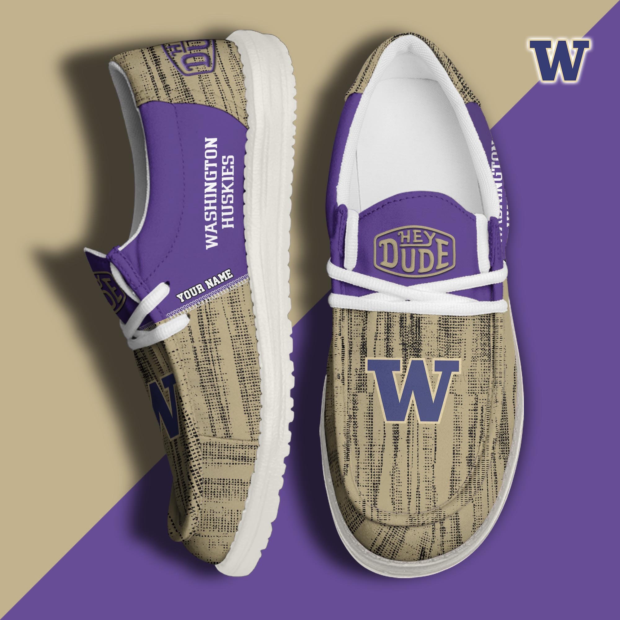 Washington Huskies Hey Dude Shoes Personalized Your Name, Sport Hey Dudes For Football Fan, Sport Lovers Gifts 61079