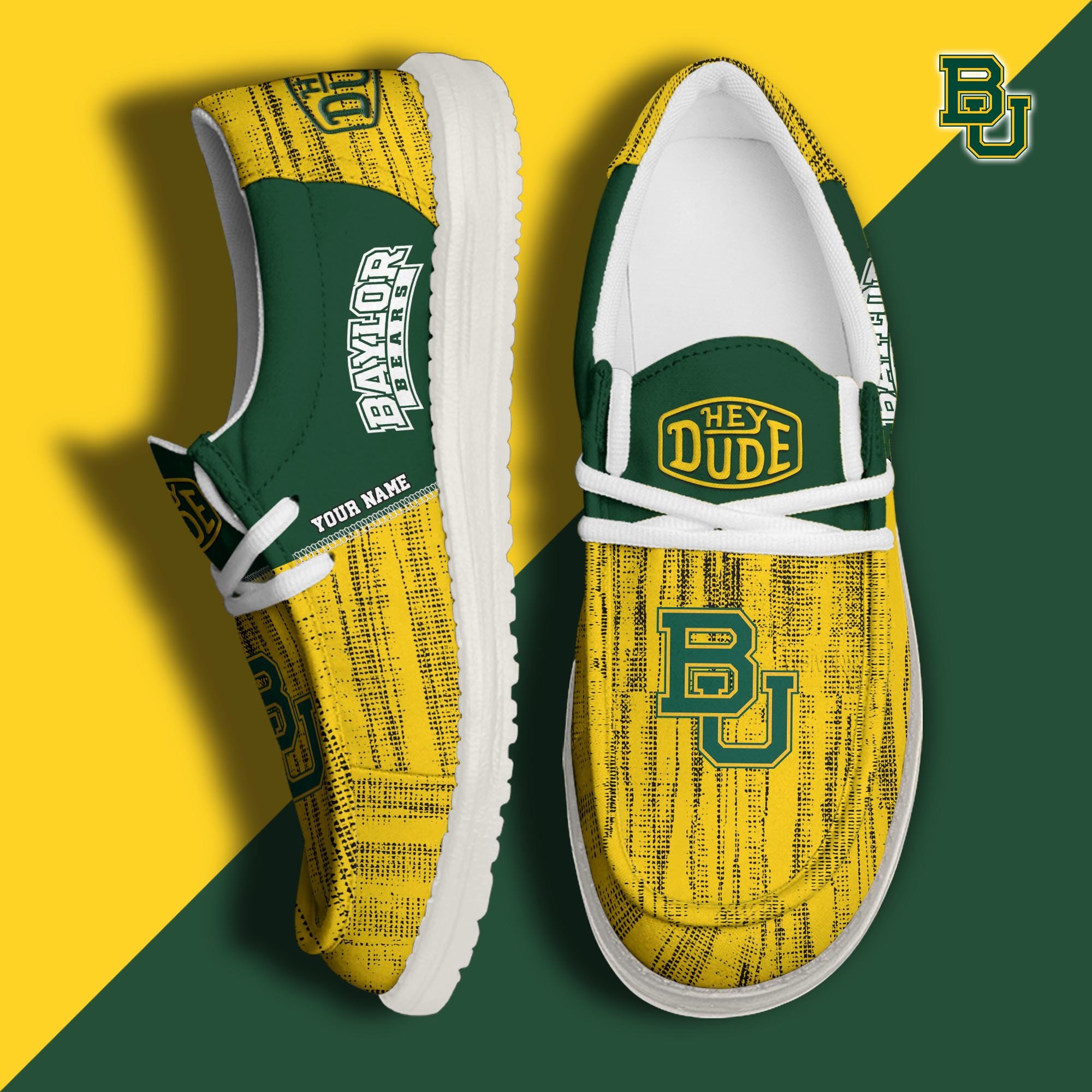 Baylor Bears Hey Dude Shoes Personalized Your Name, Sport Hey Dudes For Football Fan, Sport Lovers Gifts 61079