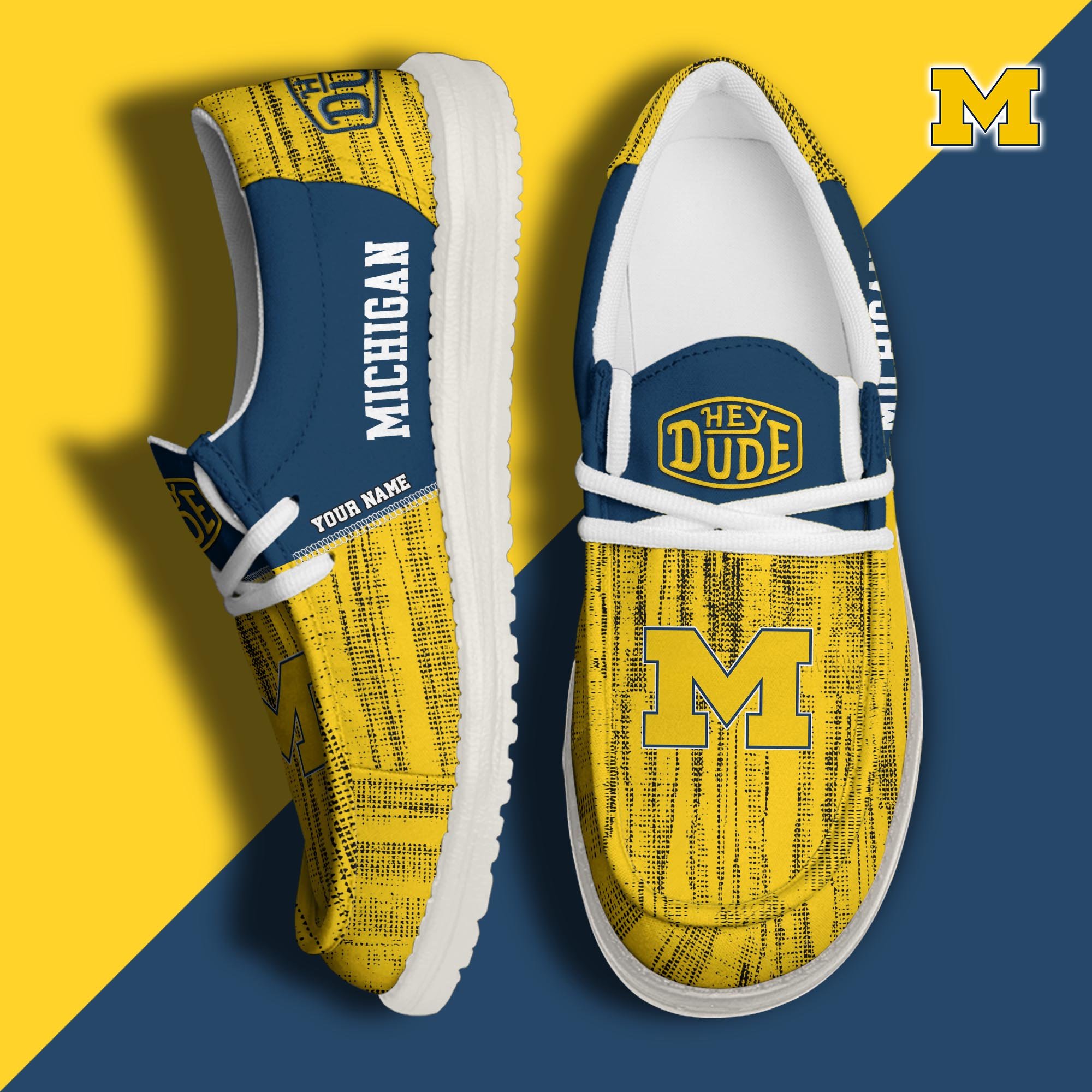 Michigan Wolverines Hey Dude Shoes Personalized Your Name, Sport Hey Dudes For Football Fan, Sport Lovers Gifts 61079