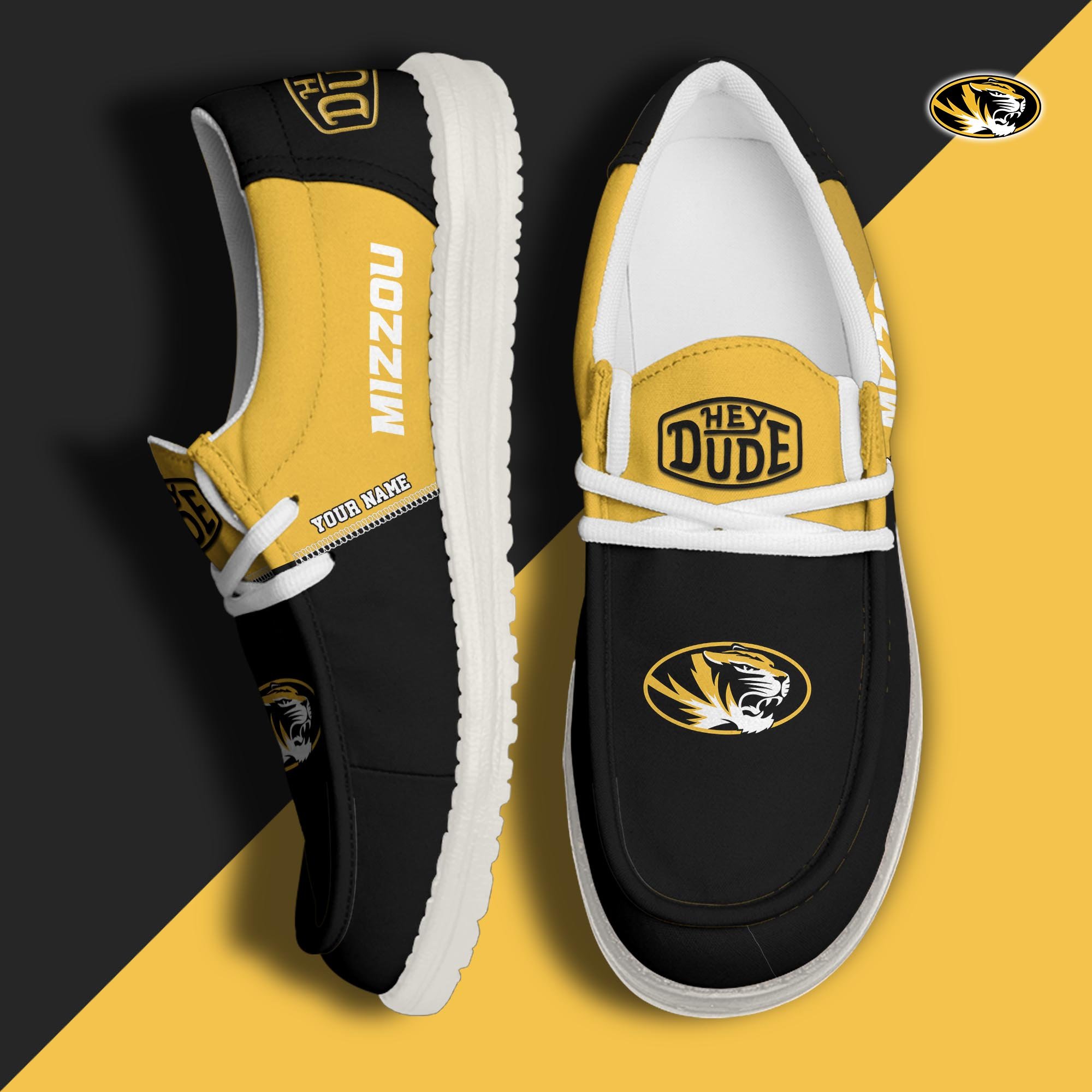 Missouri Tigers Hey Dude Shoes Personalized Your Name, Sport Hey Dudes For Football Fan, Sport Lovers Gifts 61079